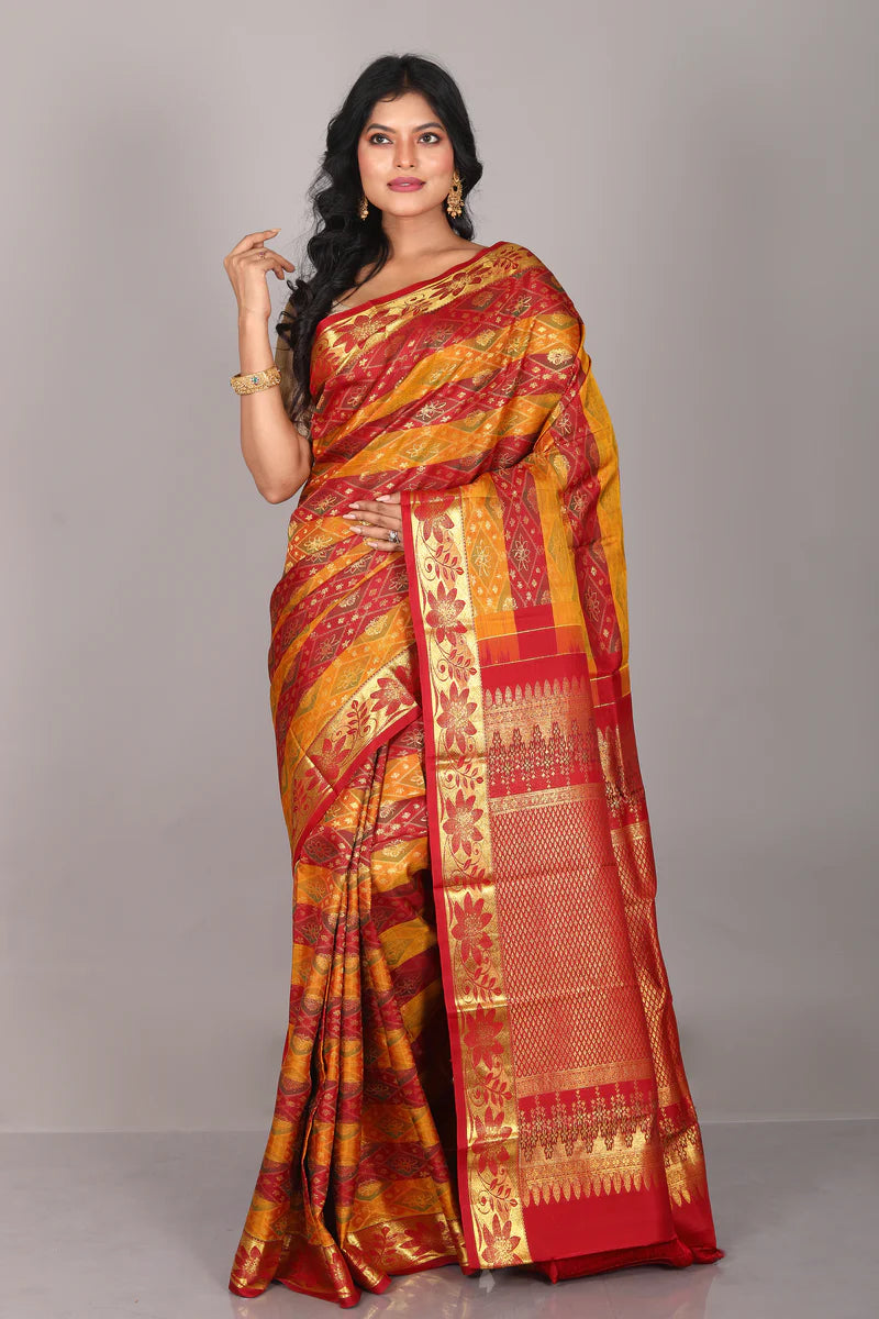 Orange & Red Pure Kanjivaram Saree - Keya Seth Exclusive