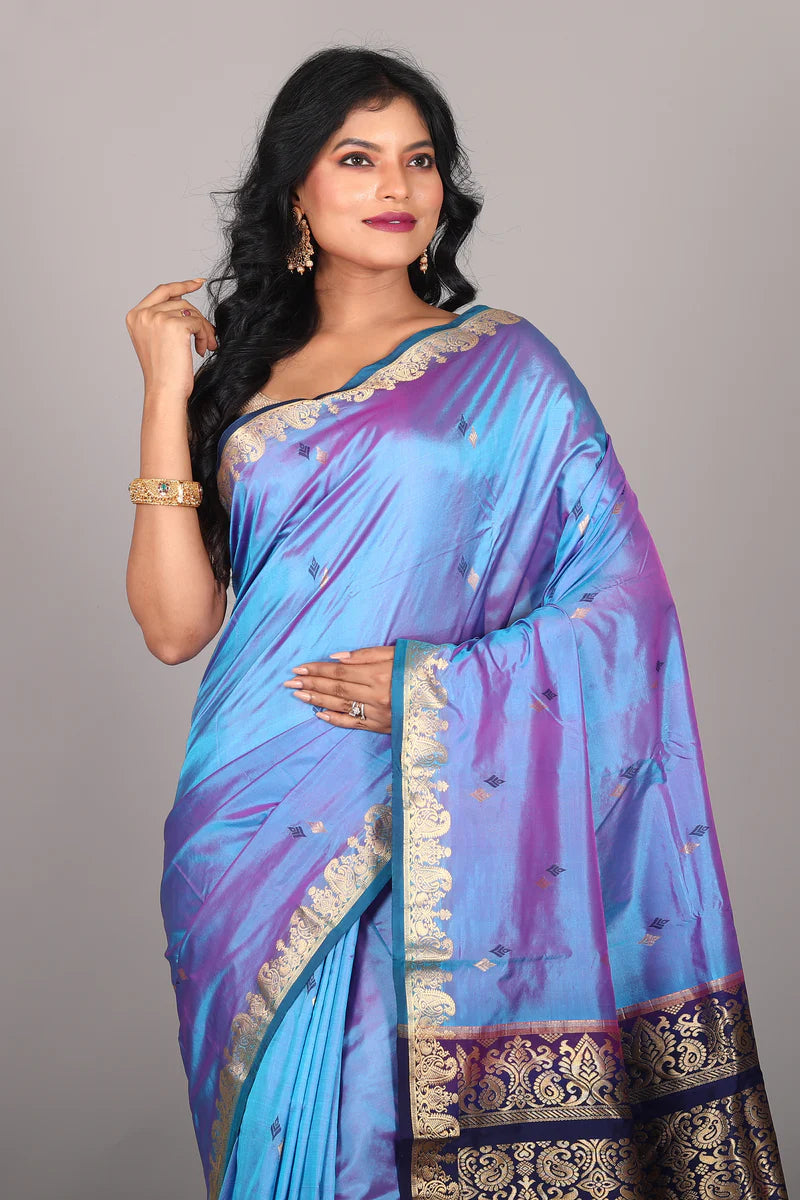 Glossy Purple Pure Kanjivaram Saree - Keya Seth Exclusive