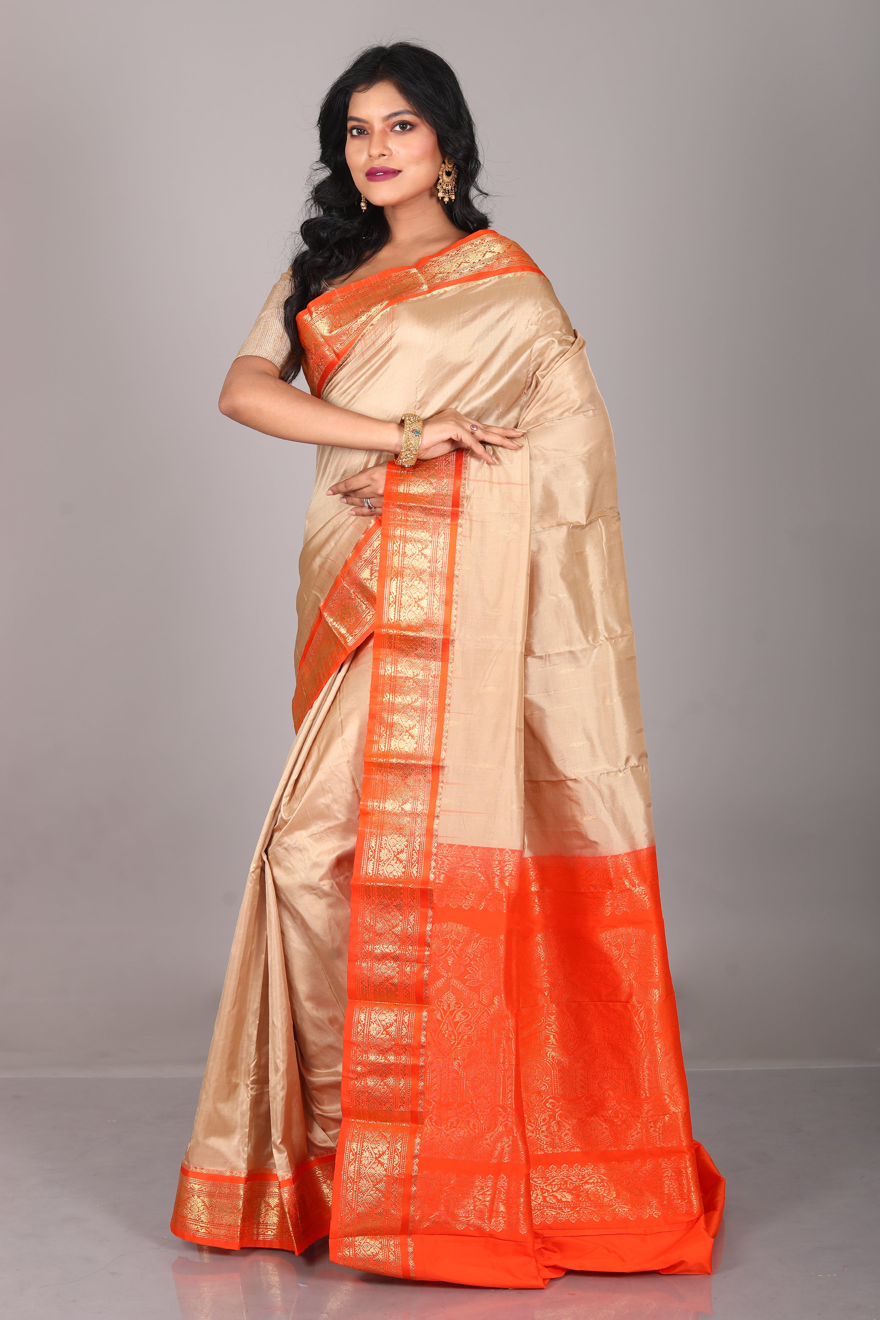 Beige Blended Kanjivaram Saree - Keya Seth Exclusive