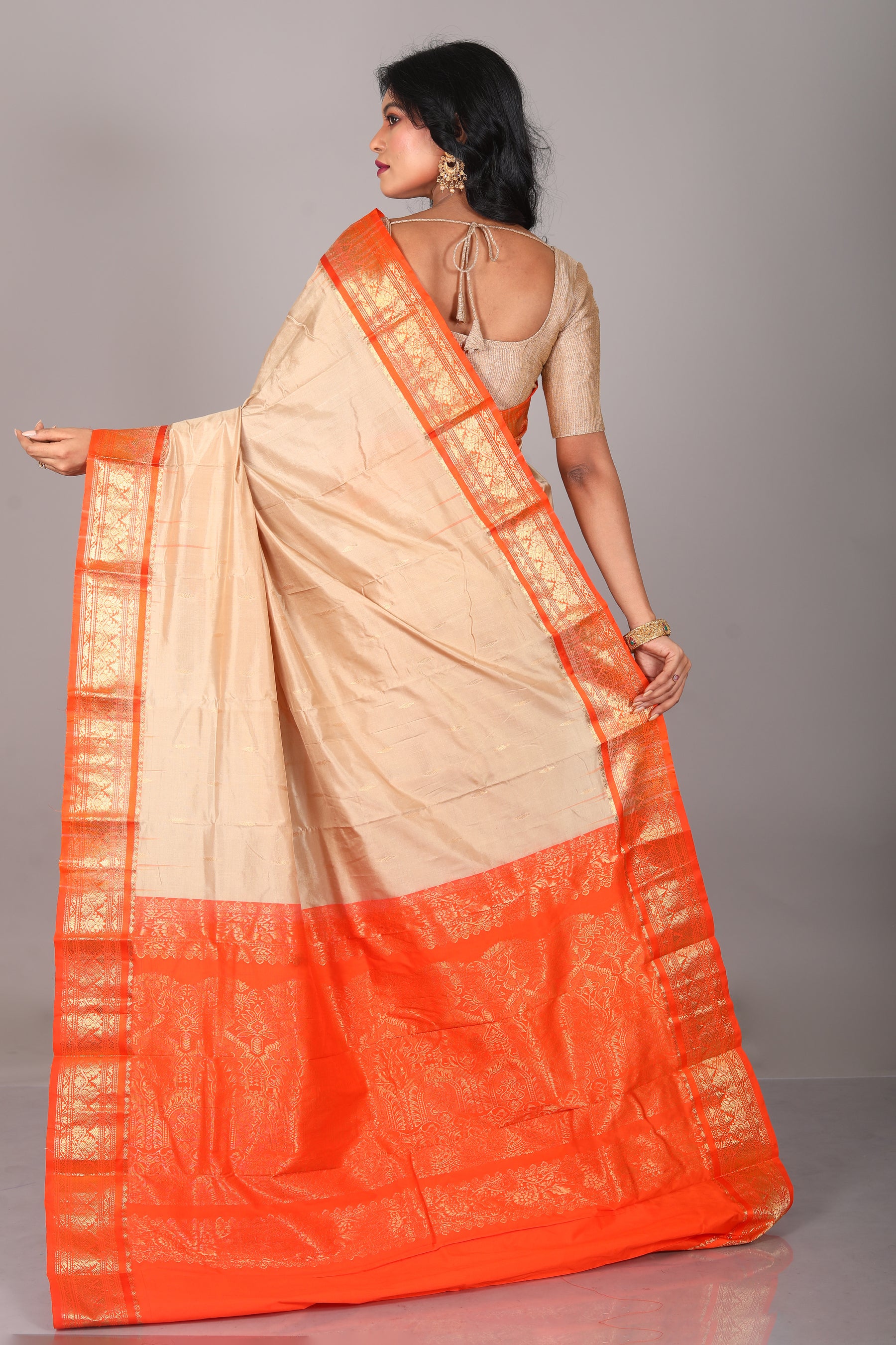 Beige Blended Kanjivaram Saree - Keya Seth Exclusive