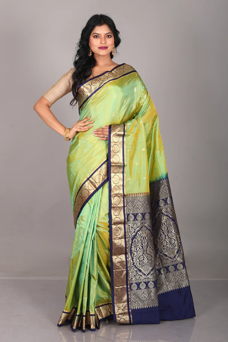 Dual Tone Green Blended Kanjivaram Saree - Keya Seth Exclusive