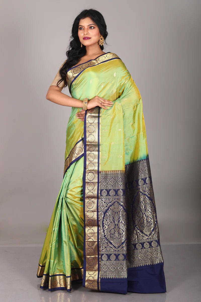 Dual Tone Green Blended Kanjivaram Saree - Keya Seth Exclusive