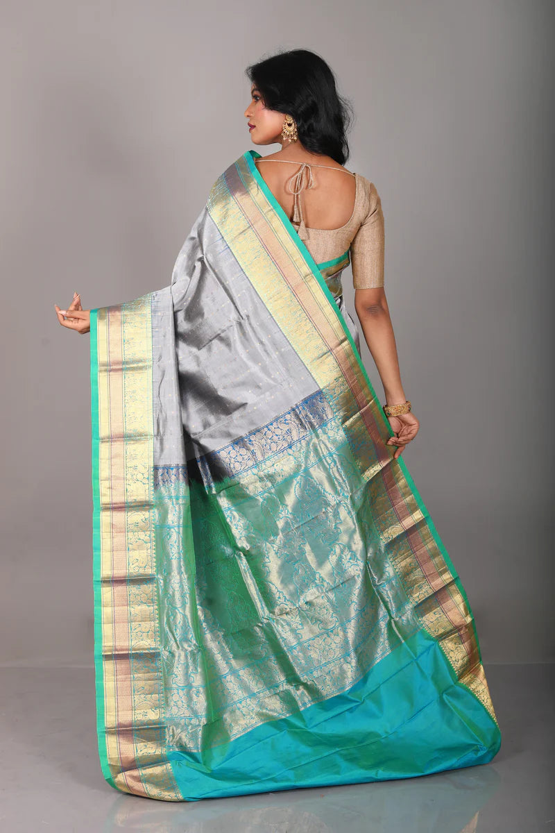 Grey Pure Kanjivaram Saree - Keya Seth Exclusive