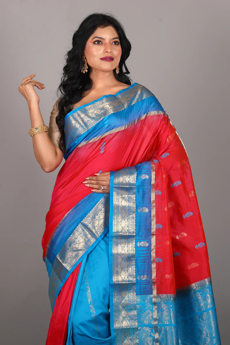 Rani Patli Pallu Pure Kanjivaram Saree - Keya Seth Exclusive
