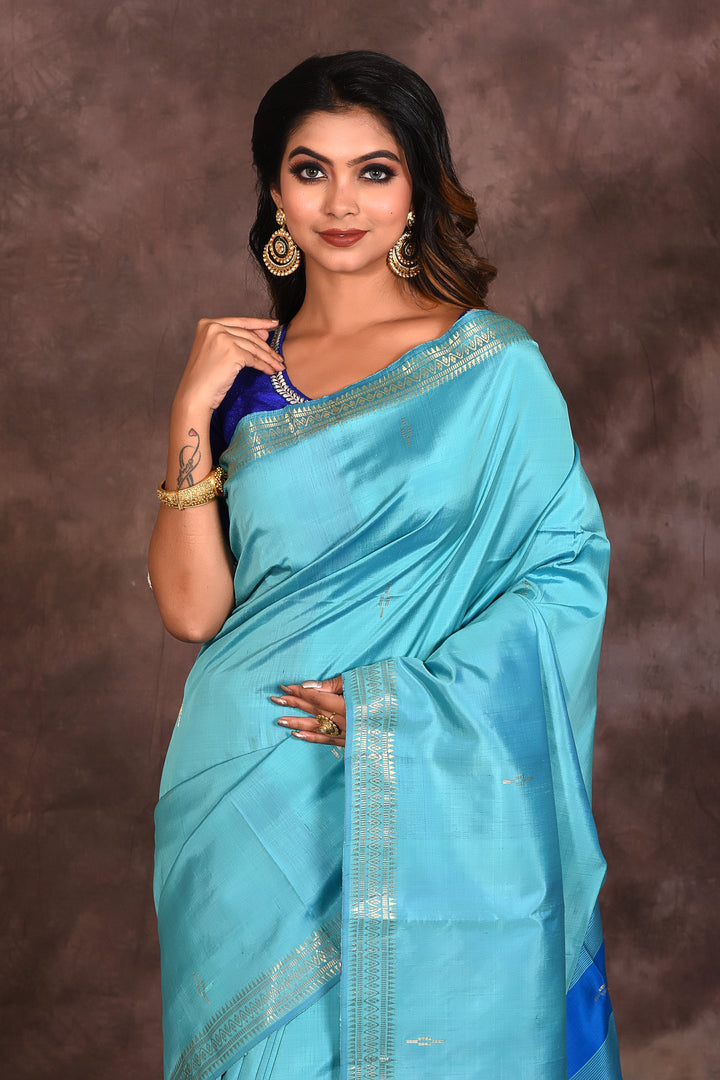 Sky Blue Pure Silk Handloom Saree - Keya Seth Exclusive