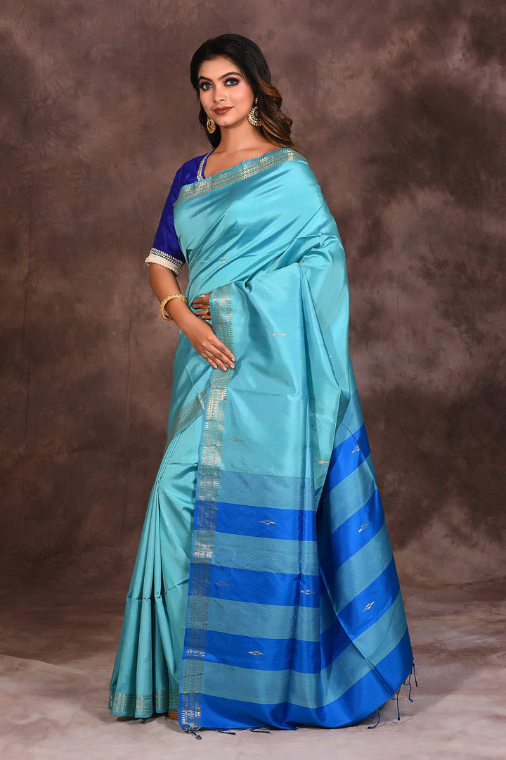Sky Blue Pure Silk Handloom Saree - Keya Seth Exclusive