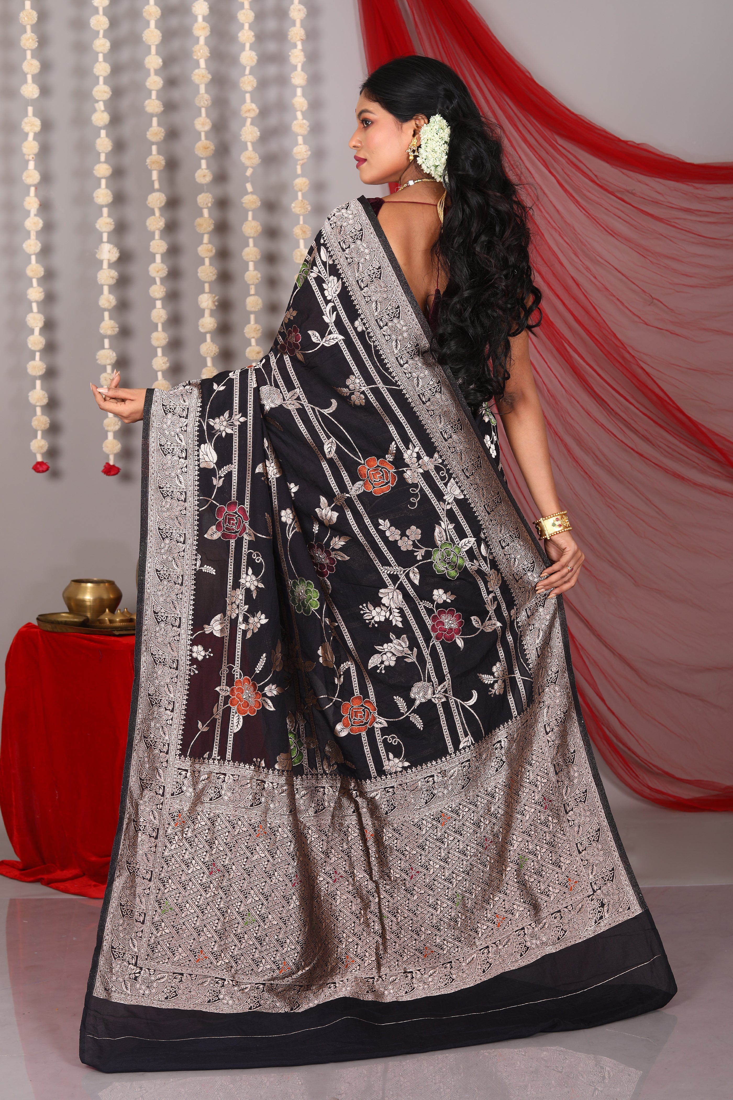 Black Blended Khaddi Saree - Keya Seth Exclusive