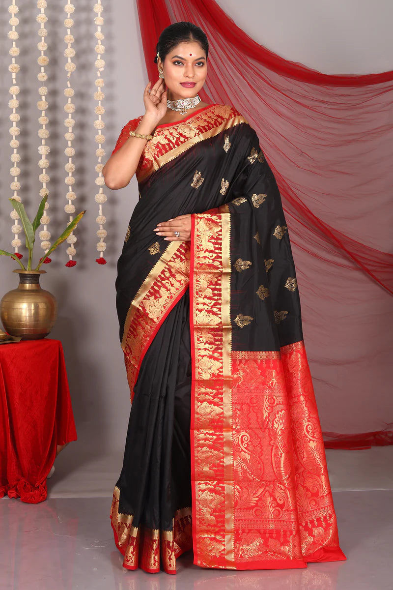 Black Pure Kanjivaram Saree - Keya Seth Exclusive