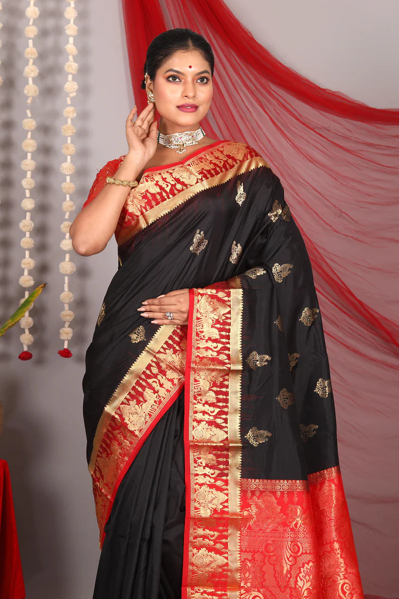 Black Pure Kanjivaram Saree - Keya Seth Exclusive