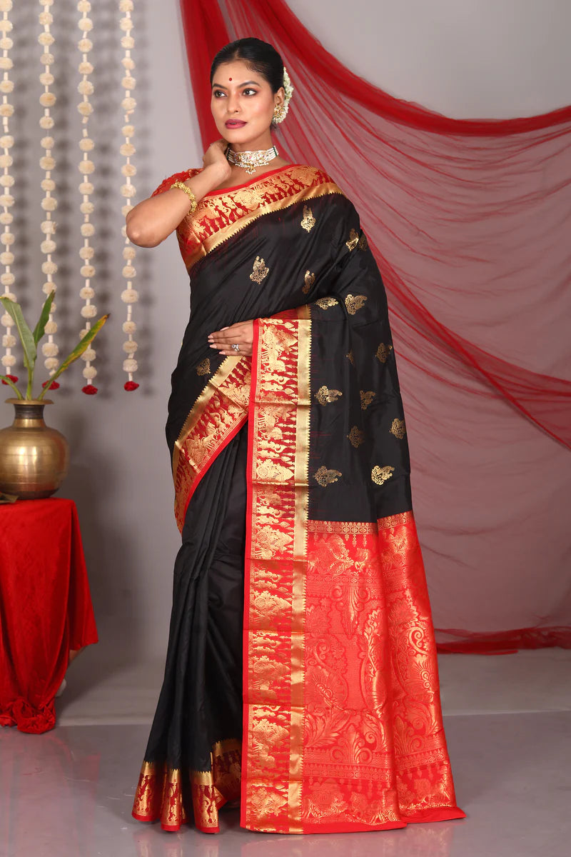 Black Pure Kanjivaram Saree - Keya Seth Exclusive