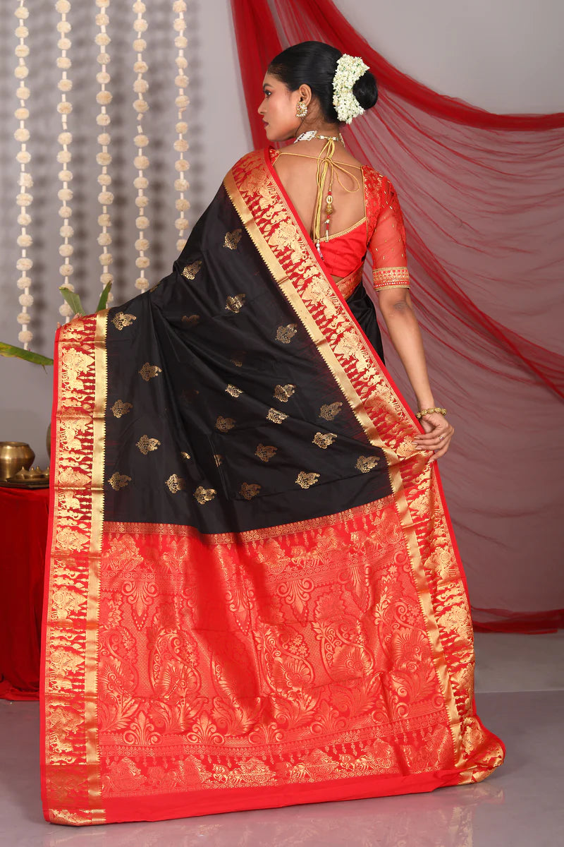 Black Pure Kanjivaram Saree - Keya Seth Exclusive