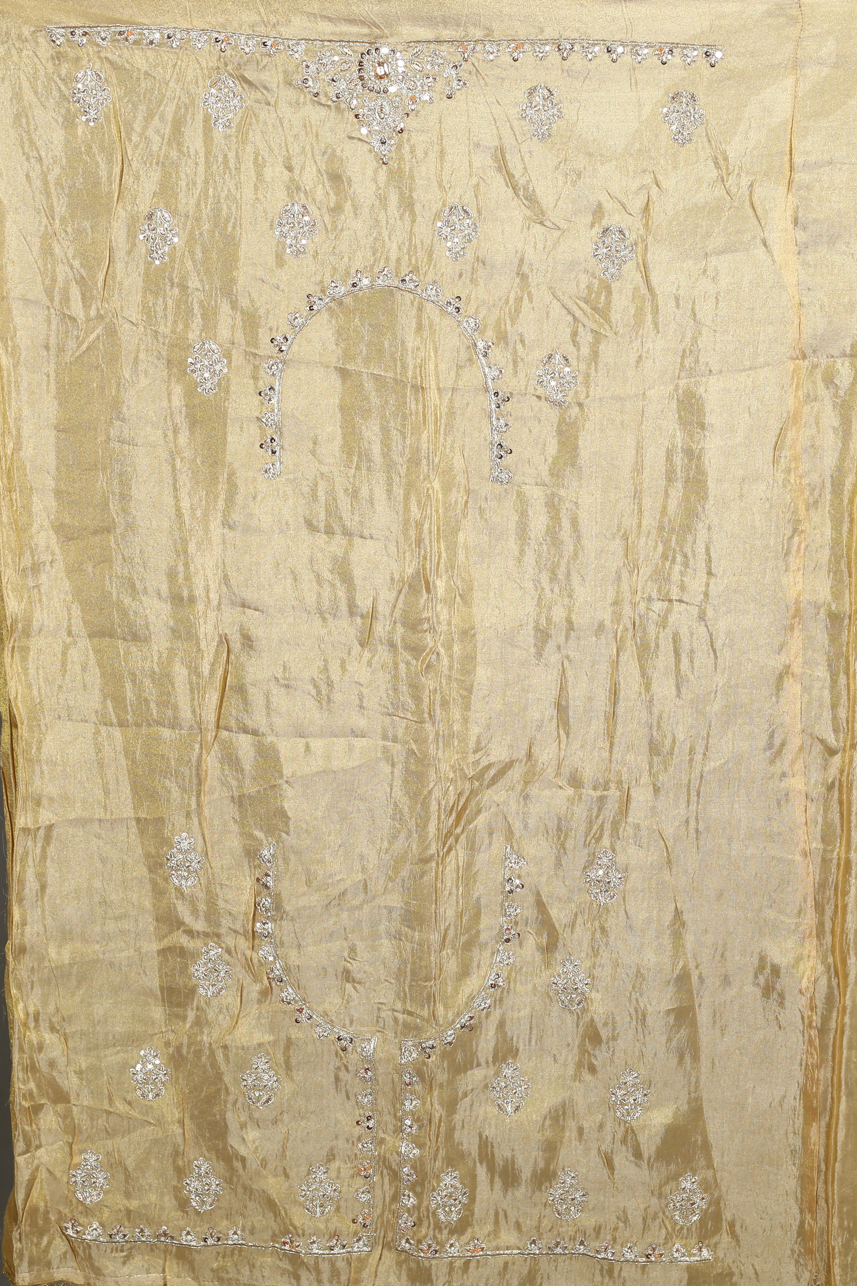 Beige Blended Satin Silk Saree