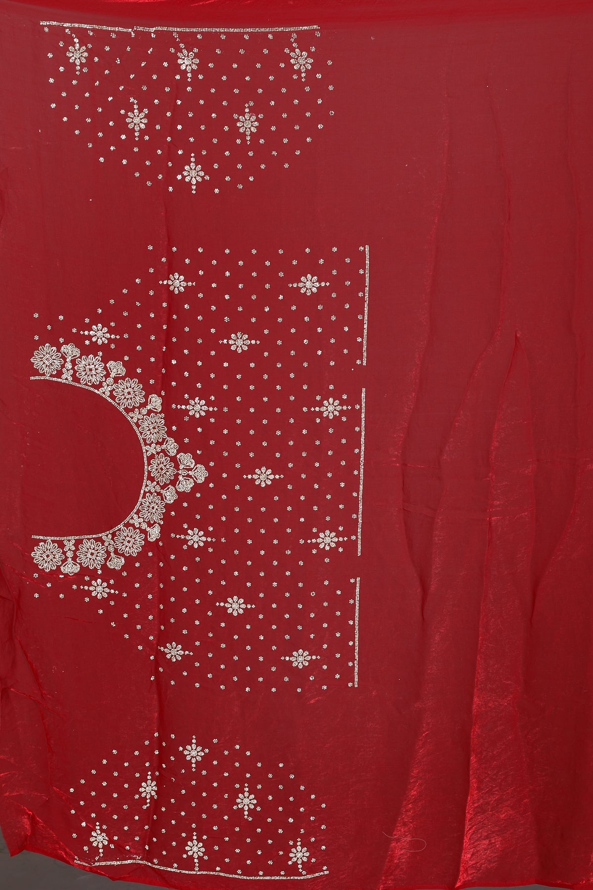 Red Blended Georgette Saree