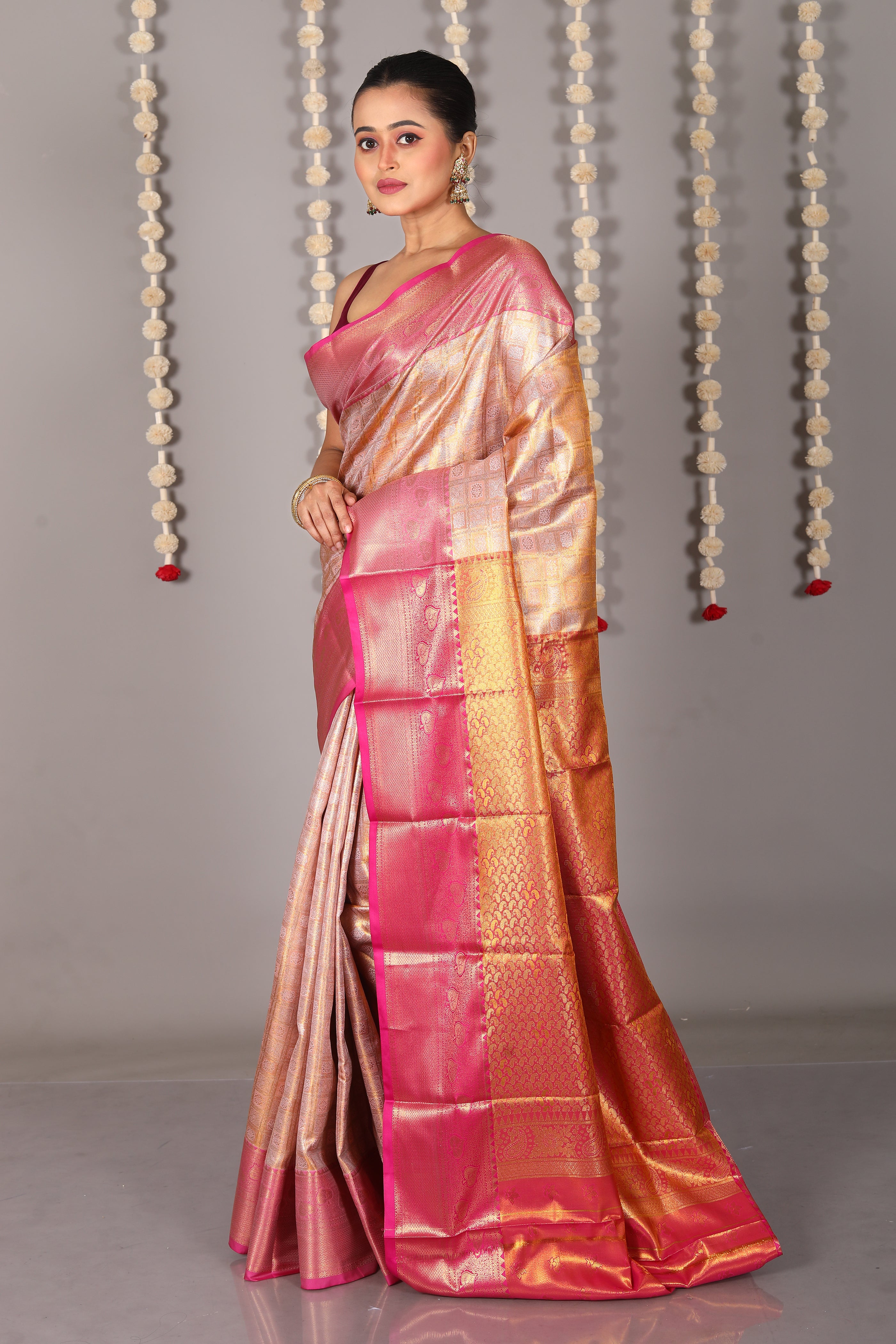 Pink Blended Tissue Kanjivaram Saree - Keya Seth Exclusive