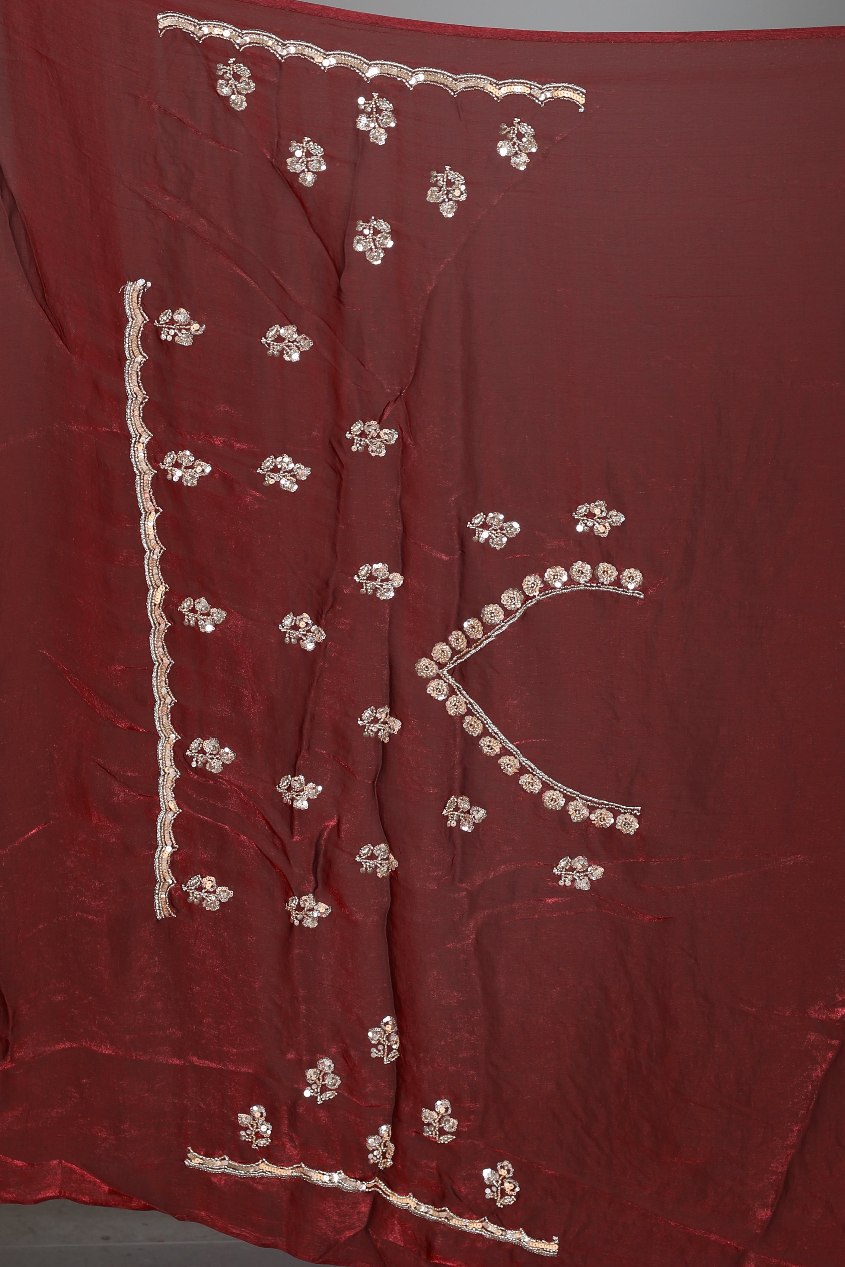 Maroon Blended Georgette Saree