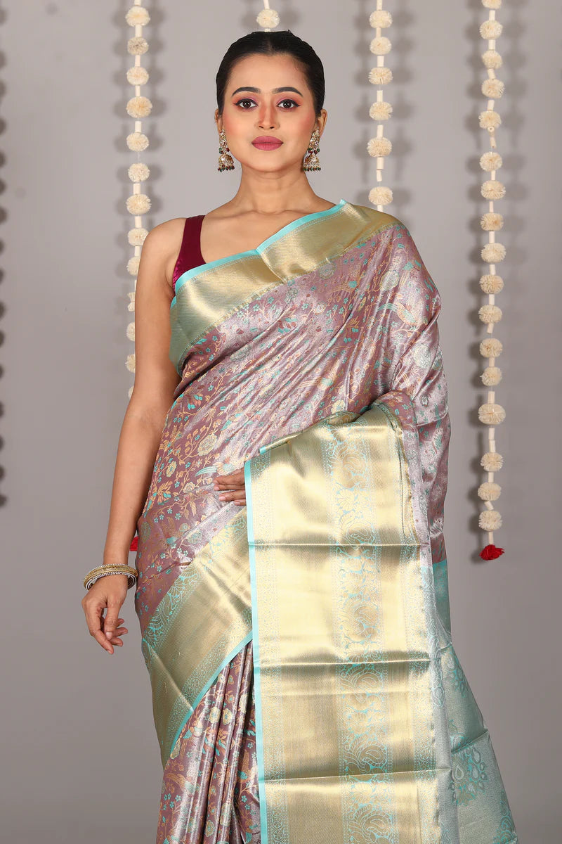Lavender Blended Tissue Kanjivaram Saree - Keya Seth Exclusive