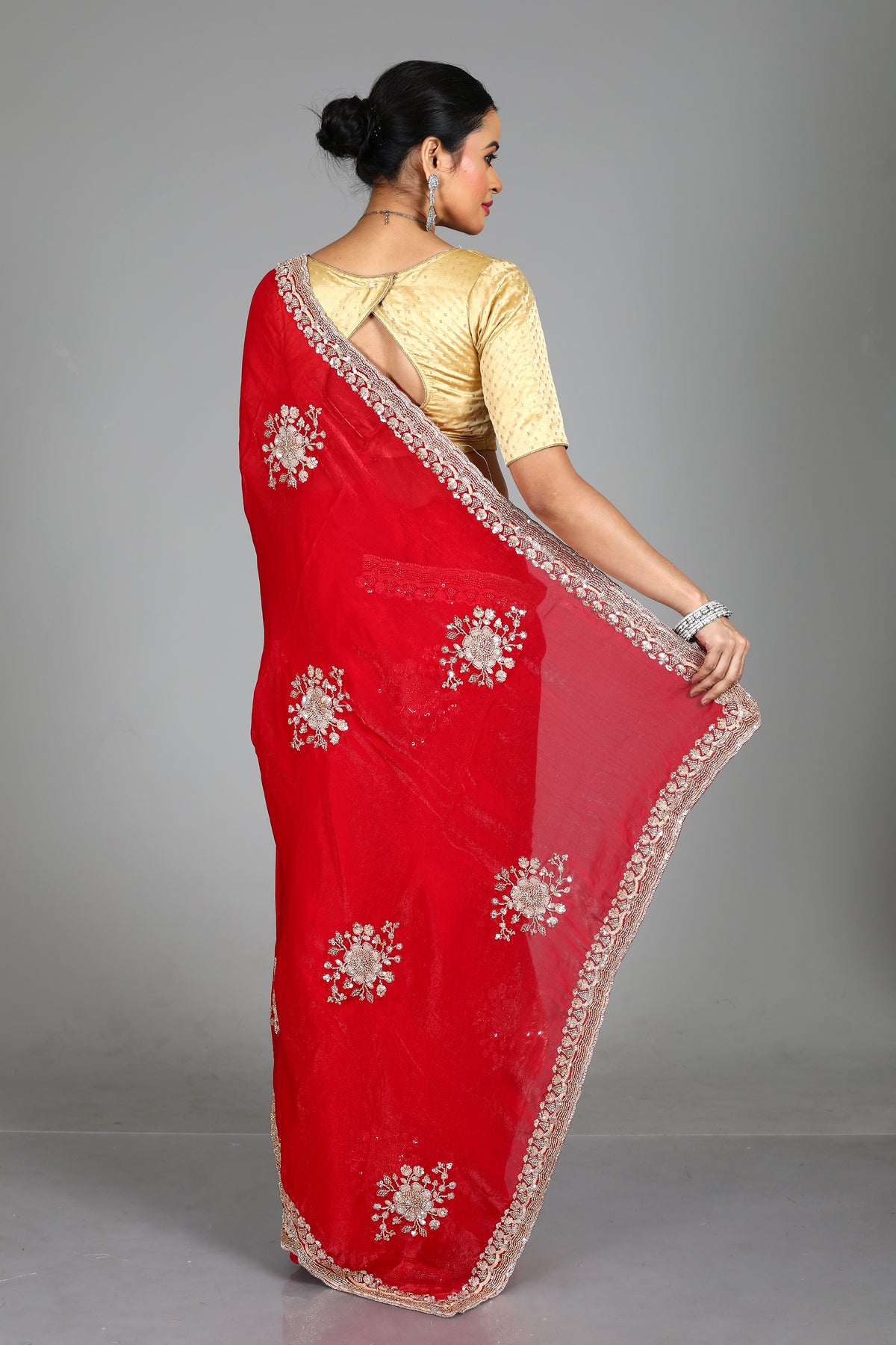 Pink Blended Georgette Saree