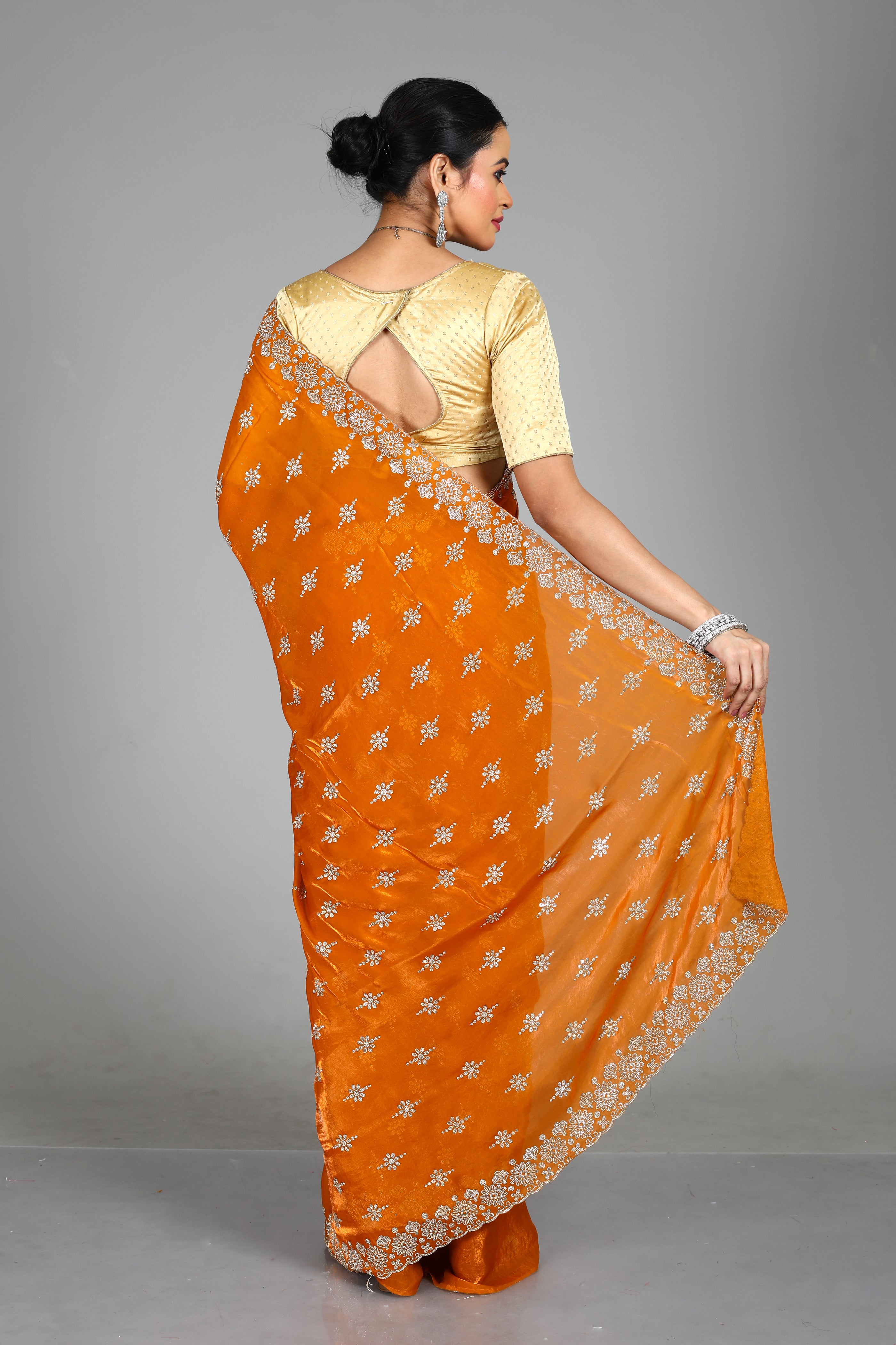 Mustard Blended Georgette Saree
