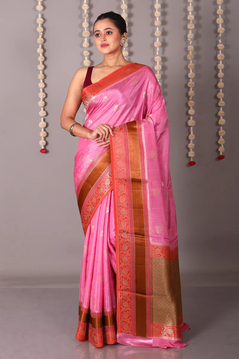 Pink Blended Kanjivaram Silk Saree - Keya Seth Exclusive