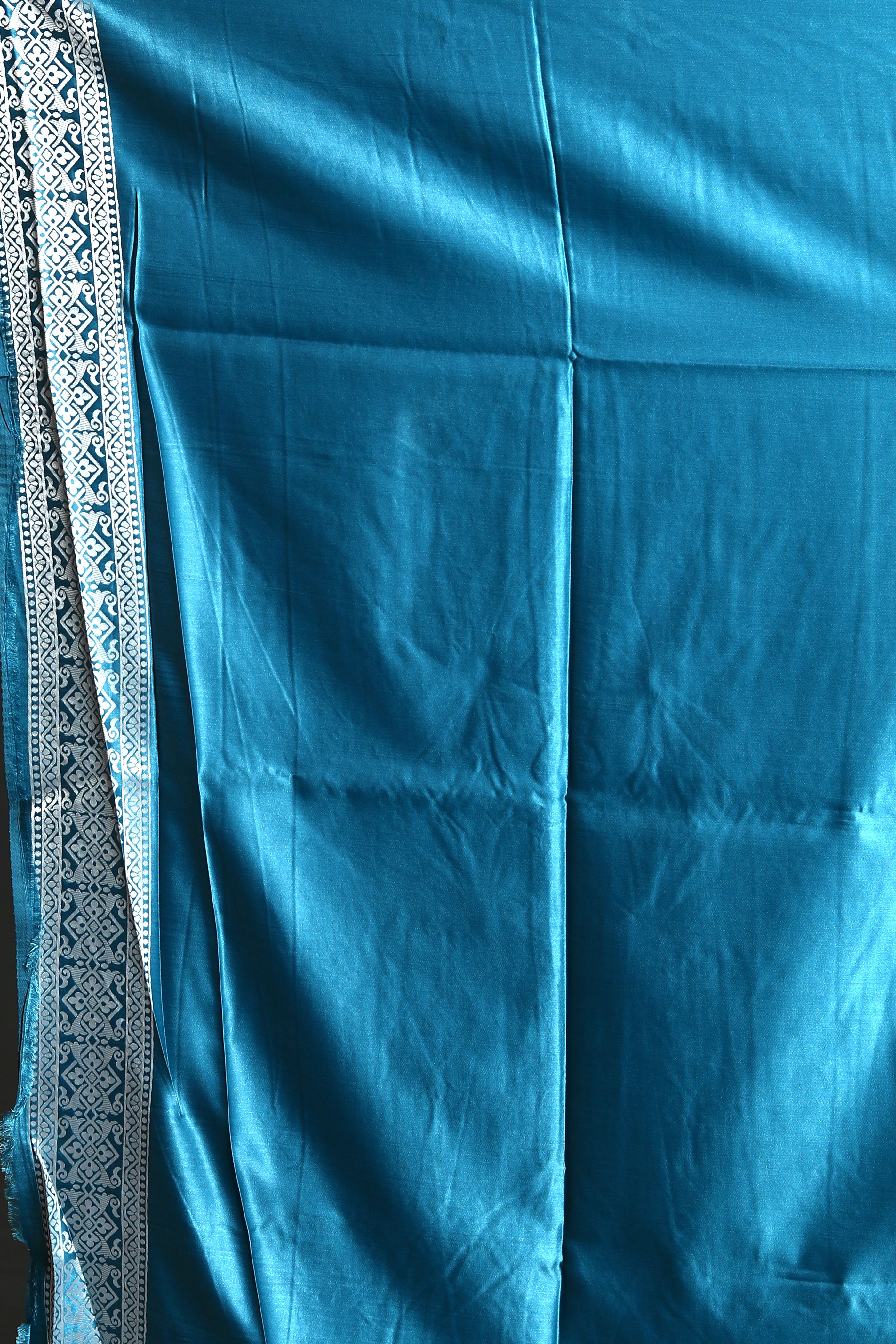 Blue Blended Satin Silk Saree