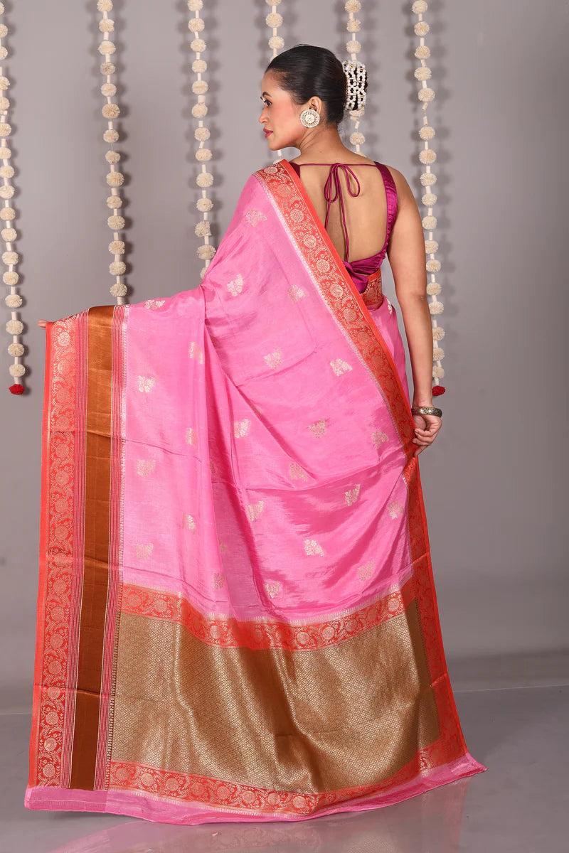 Pink Blended Kanjivaram Silk Saree - Keya Seth Exclusive