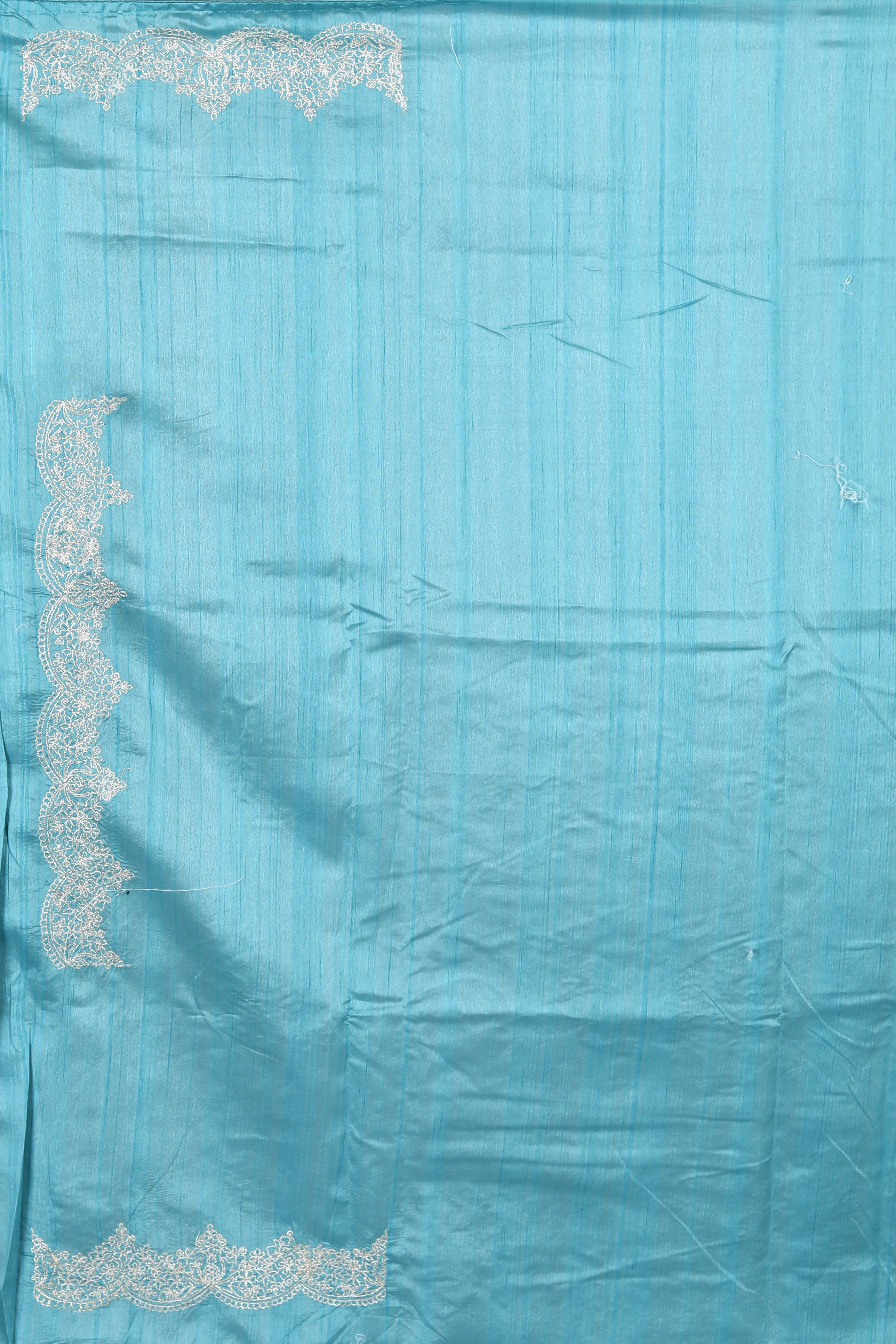 Blue Blended Tussar Silk Saree