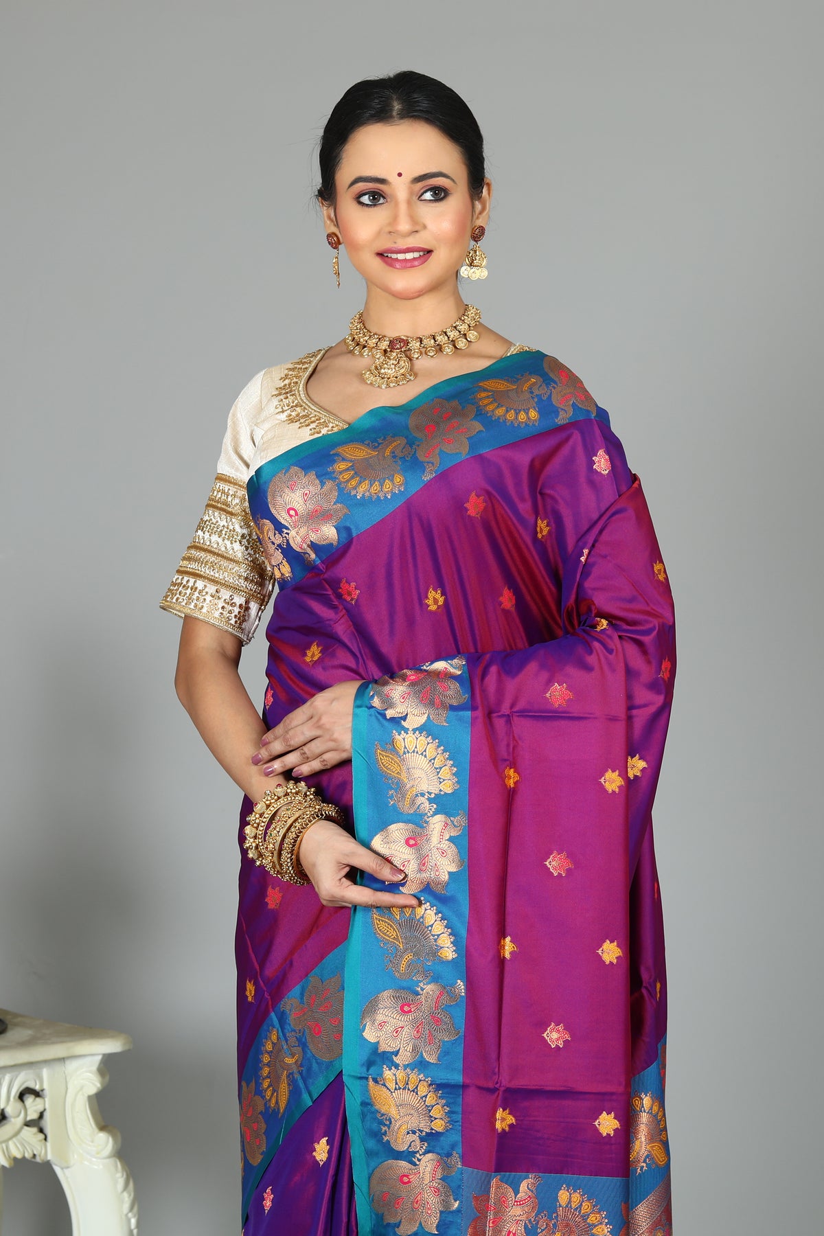 Purple Blended Madurai Silk Saree