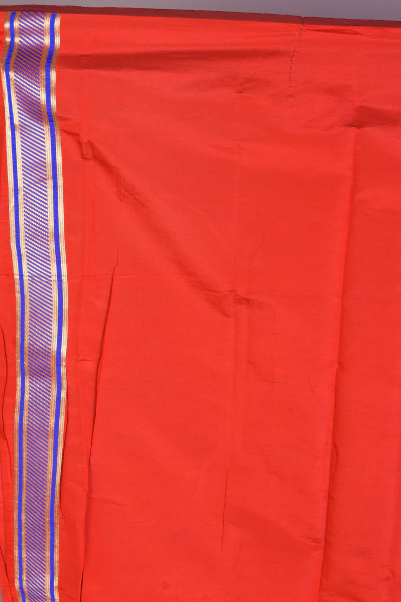 Red Art Silk Saree with Meenakari Works - Keya Seth Exclusive