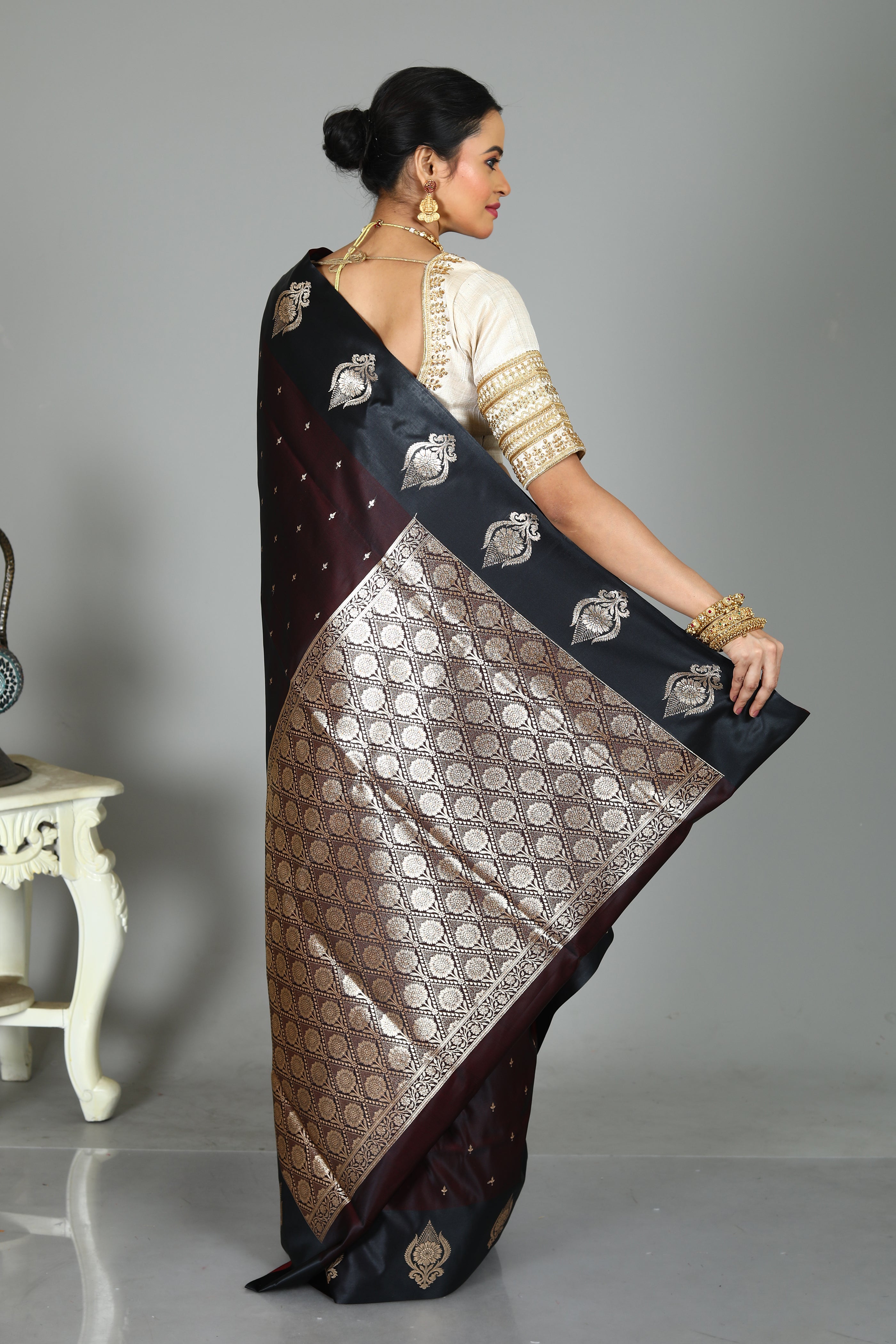 Dark Purple Blended Mashru Silk Saree
