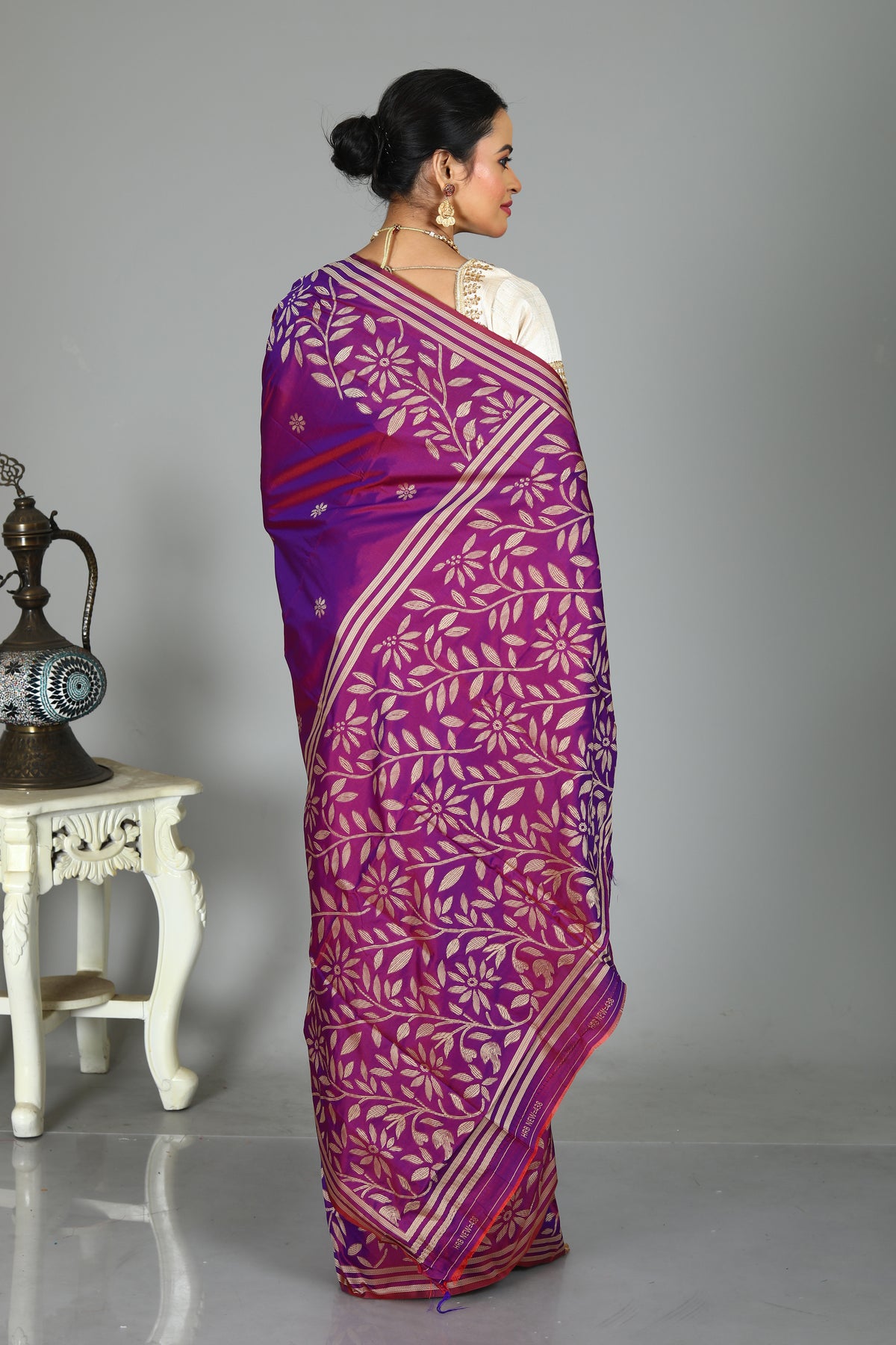 Purple Blended Kantha Silk Saree