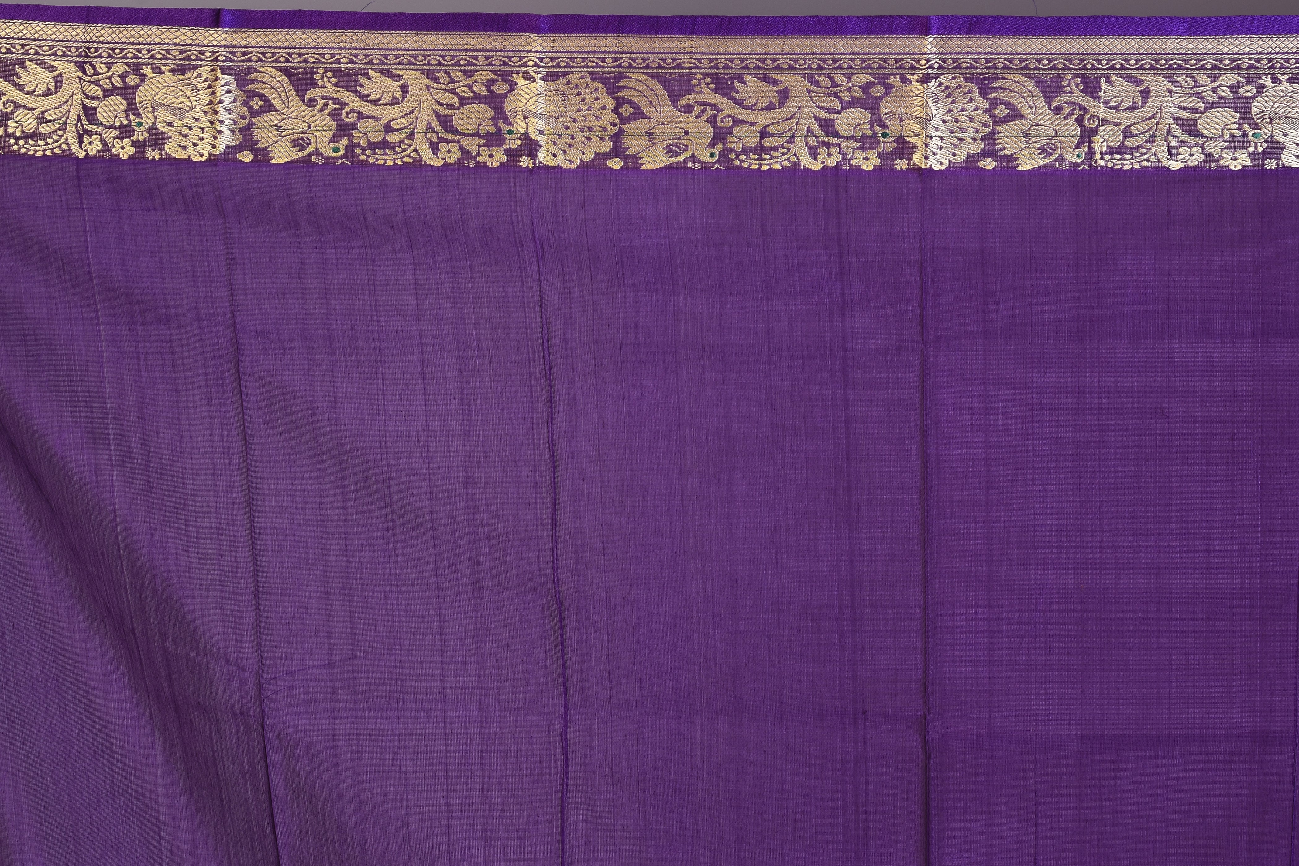 Orange Pattu Silk Saree with Purple Borders - Keya Seth Exclusive