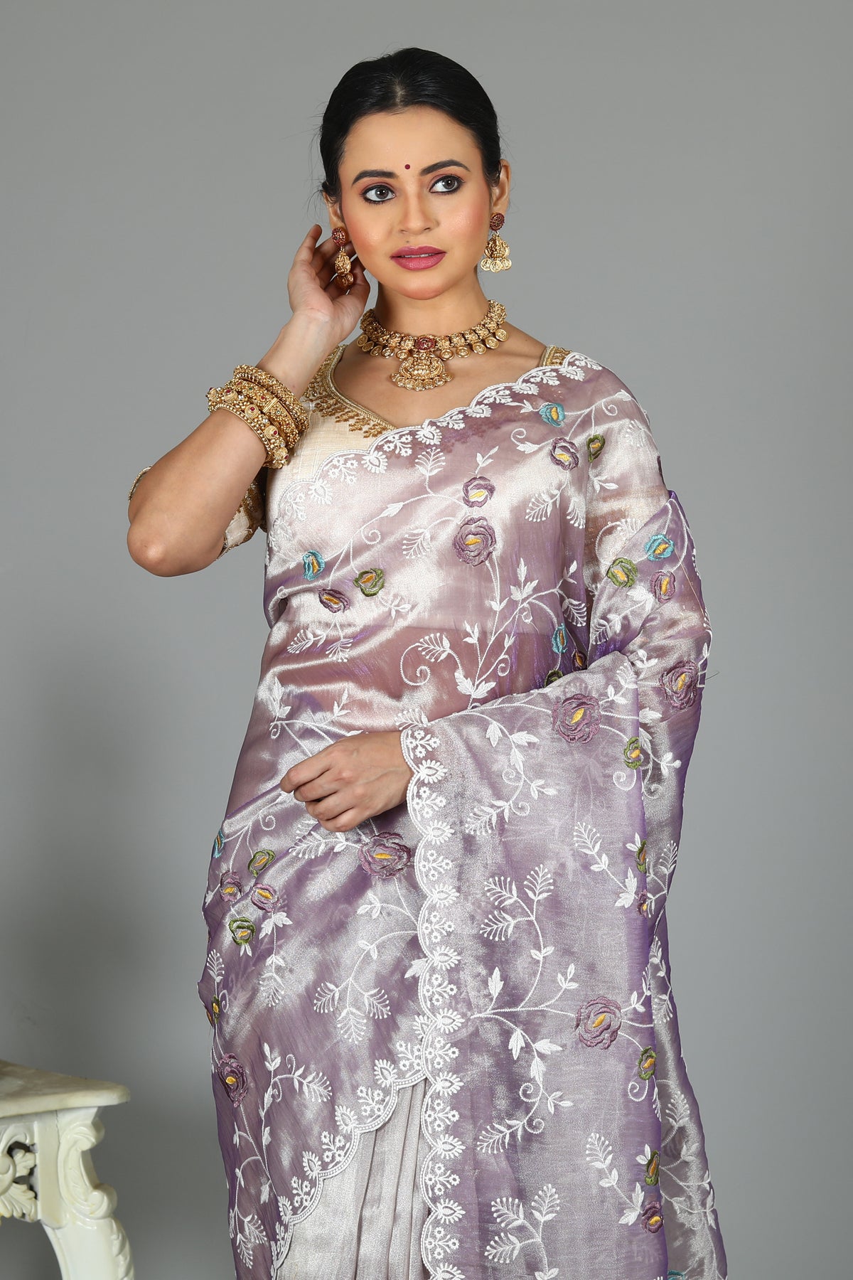 Lavender Blended Organza Saree