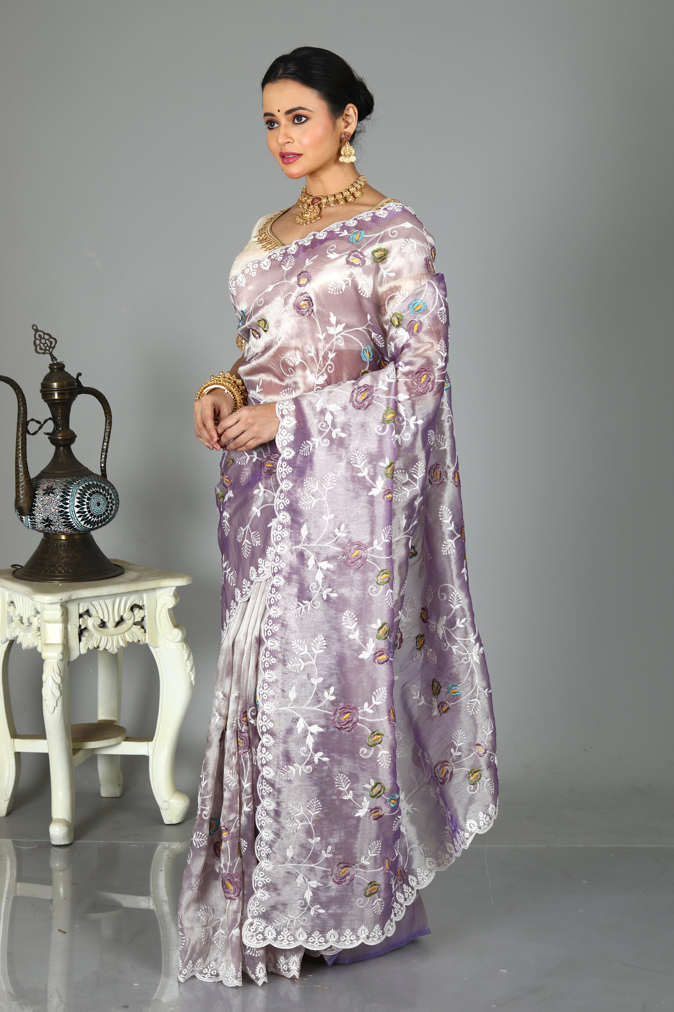 Lavender Blended Organza Saree