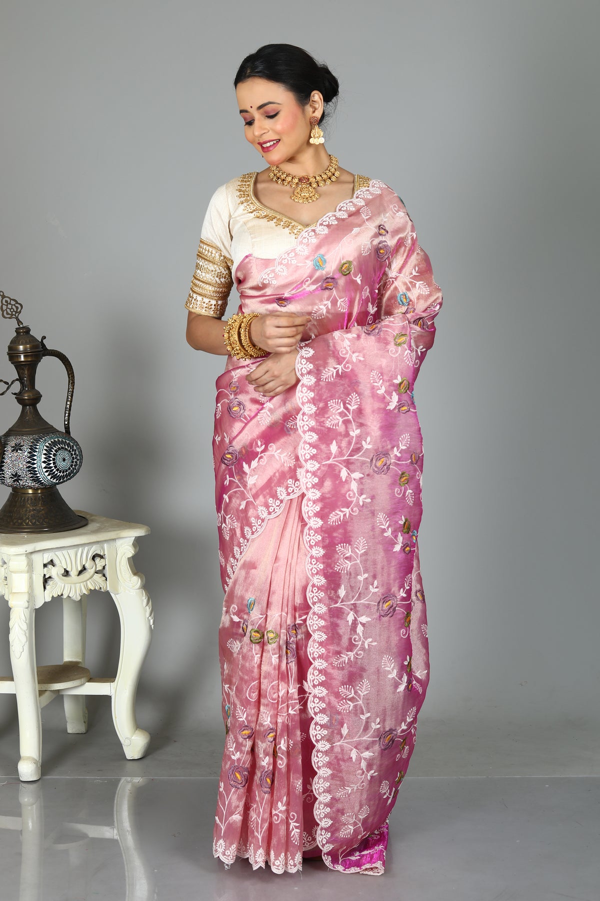 Purple Blended Organza Silk Saree