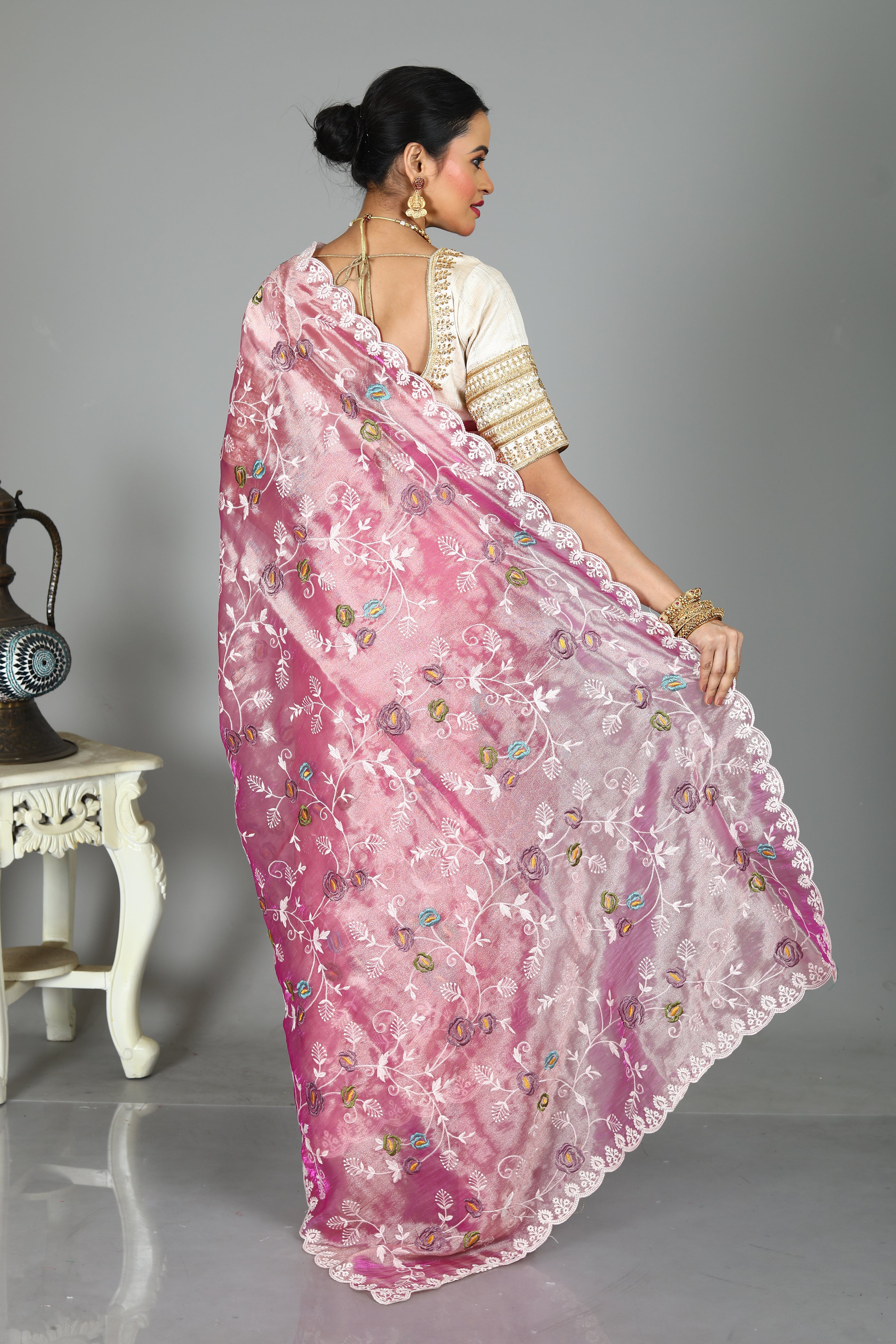 Purple Blended Organza Silk Saree