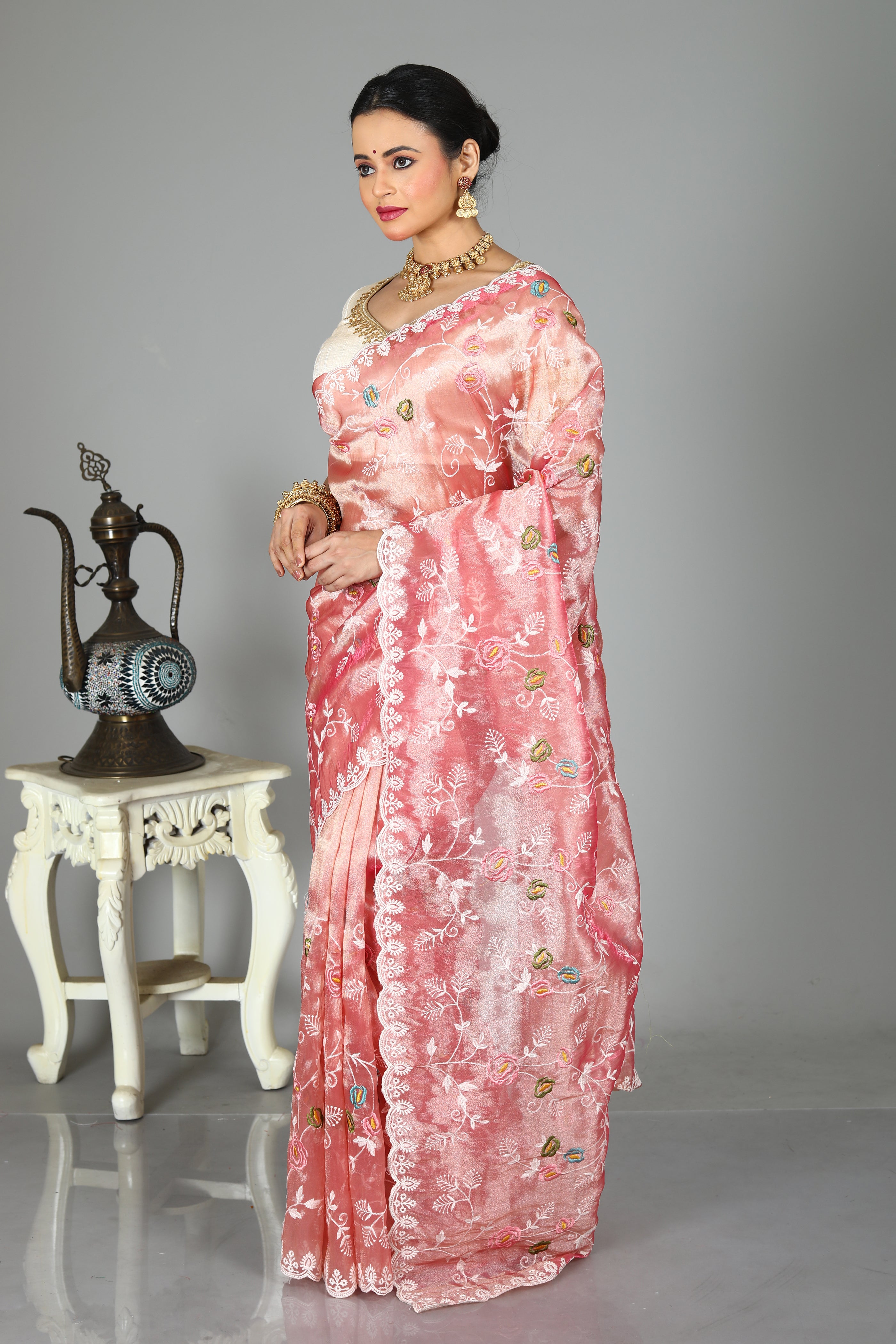 Pink Blended Organza Saree