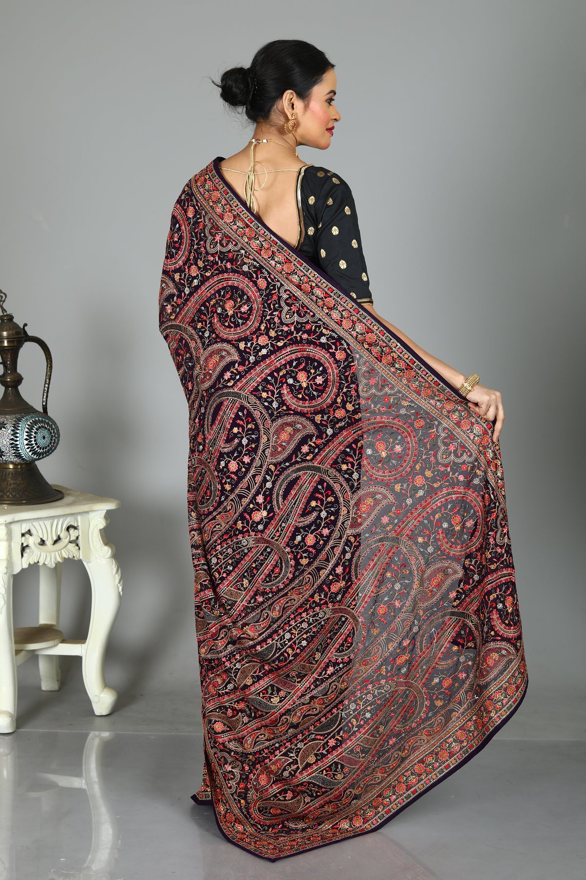 Wine Blended Modal Silk Saree