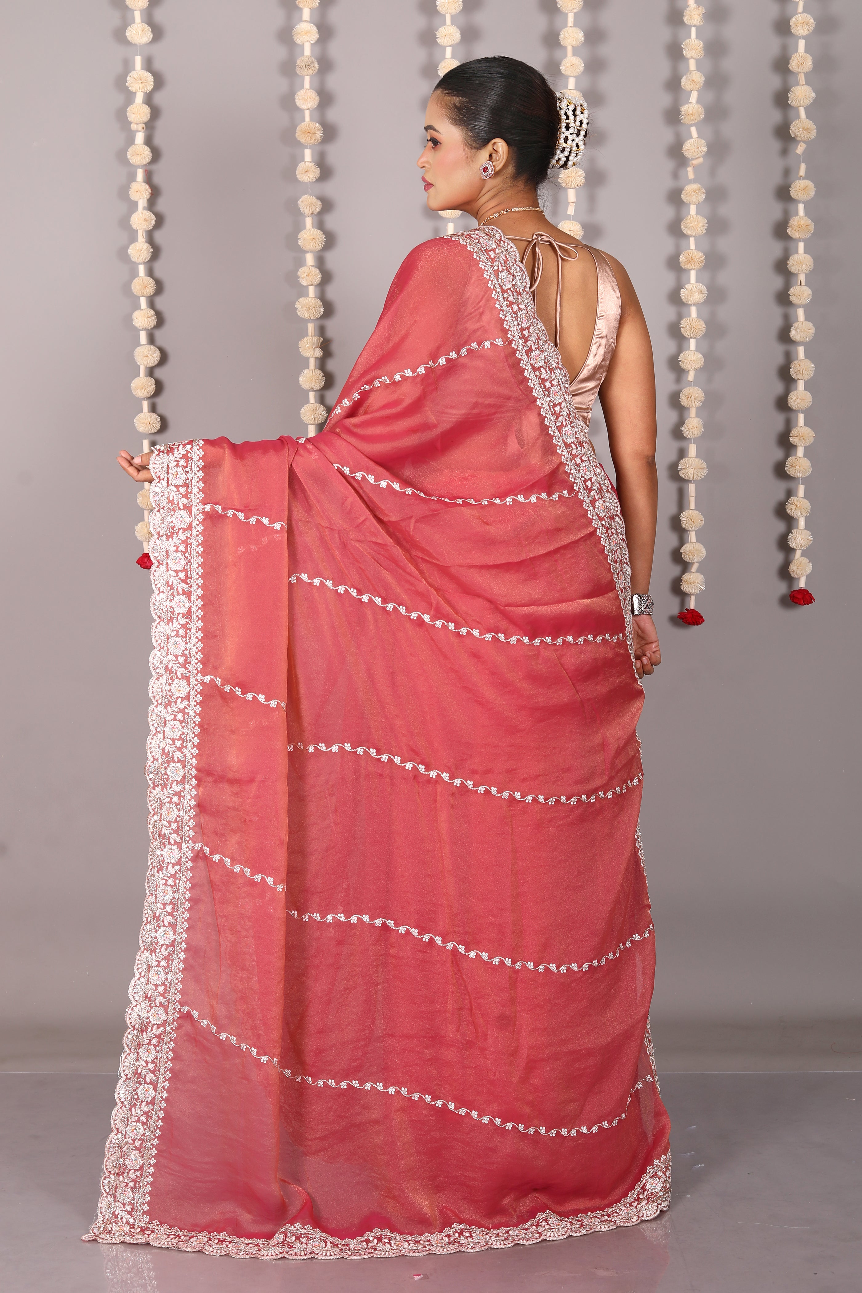 Pink Blended Organza Saree - Keya Seth Exclusive