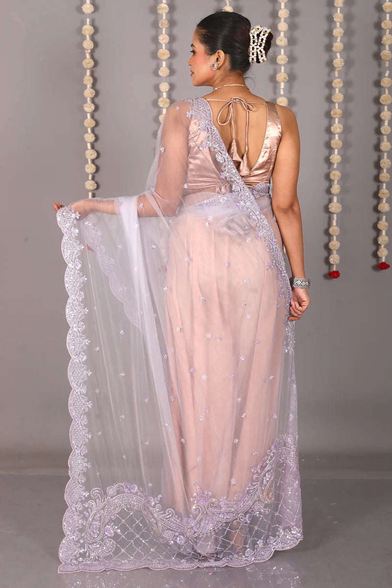 Lavender Pure Jimmy Choo Saree - Keya Seth Exclusive