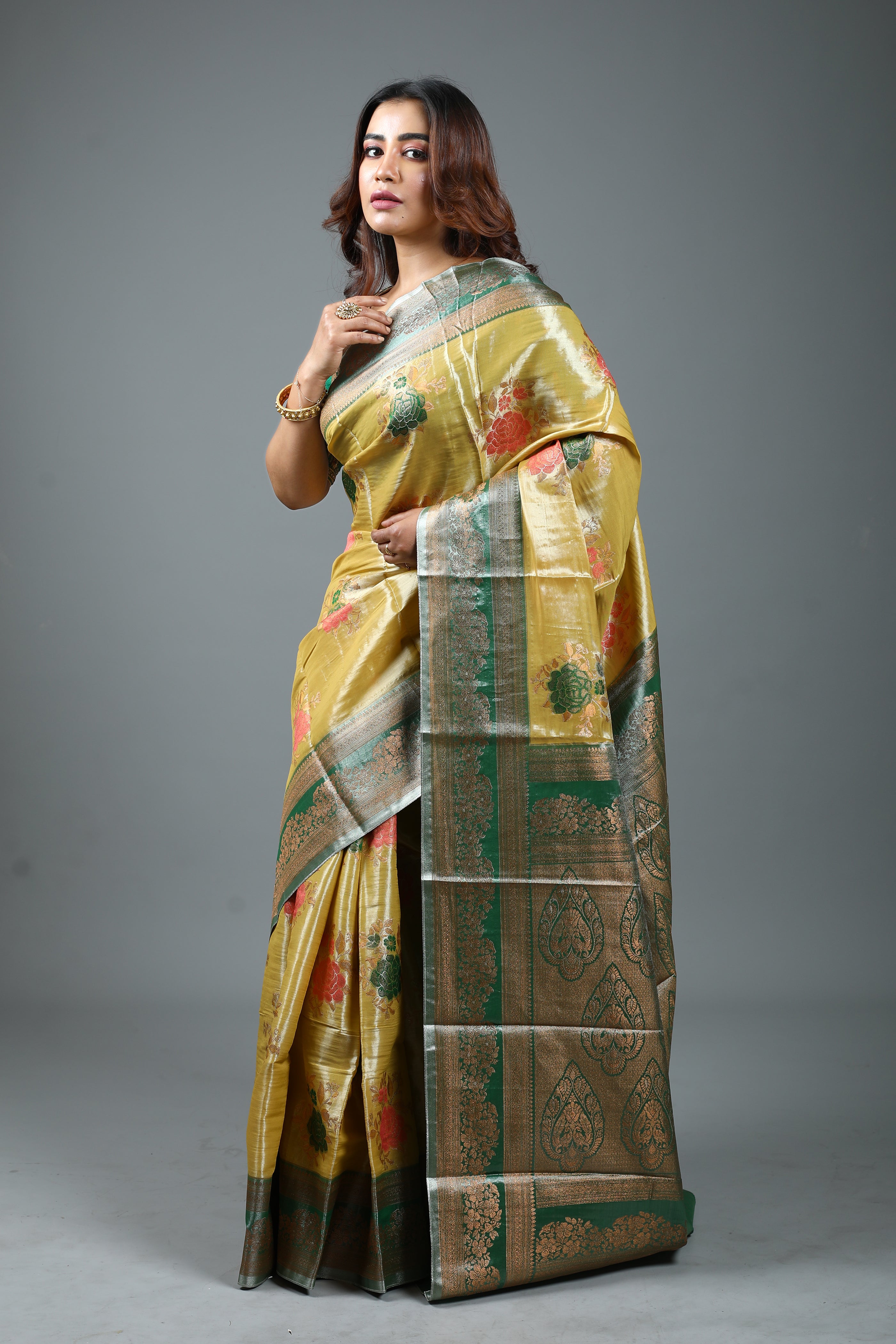 Golden Blended Tissue Kanjivaram Saree
