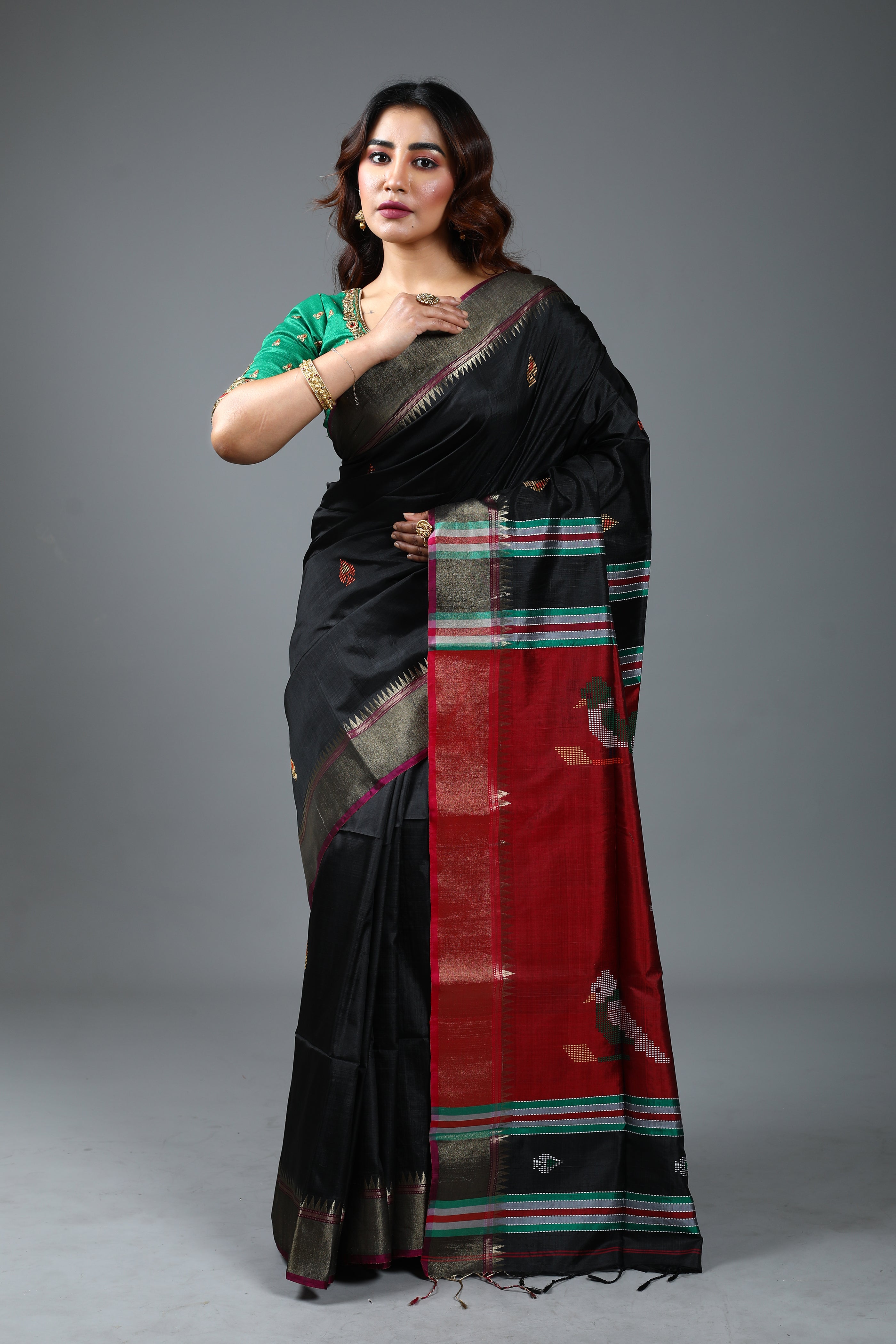 Black Pure Handloom Silk Saree