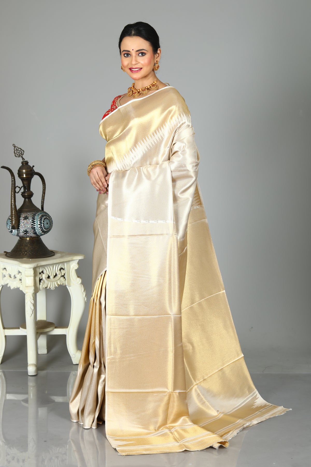 Golden Blended Tissue Silk Saree