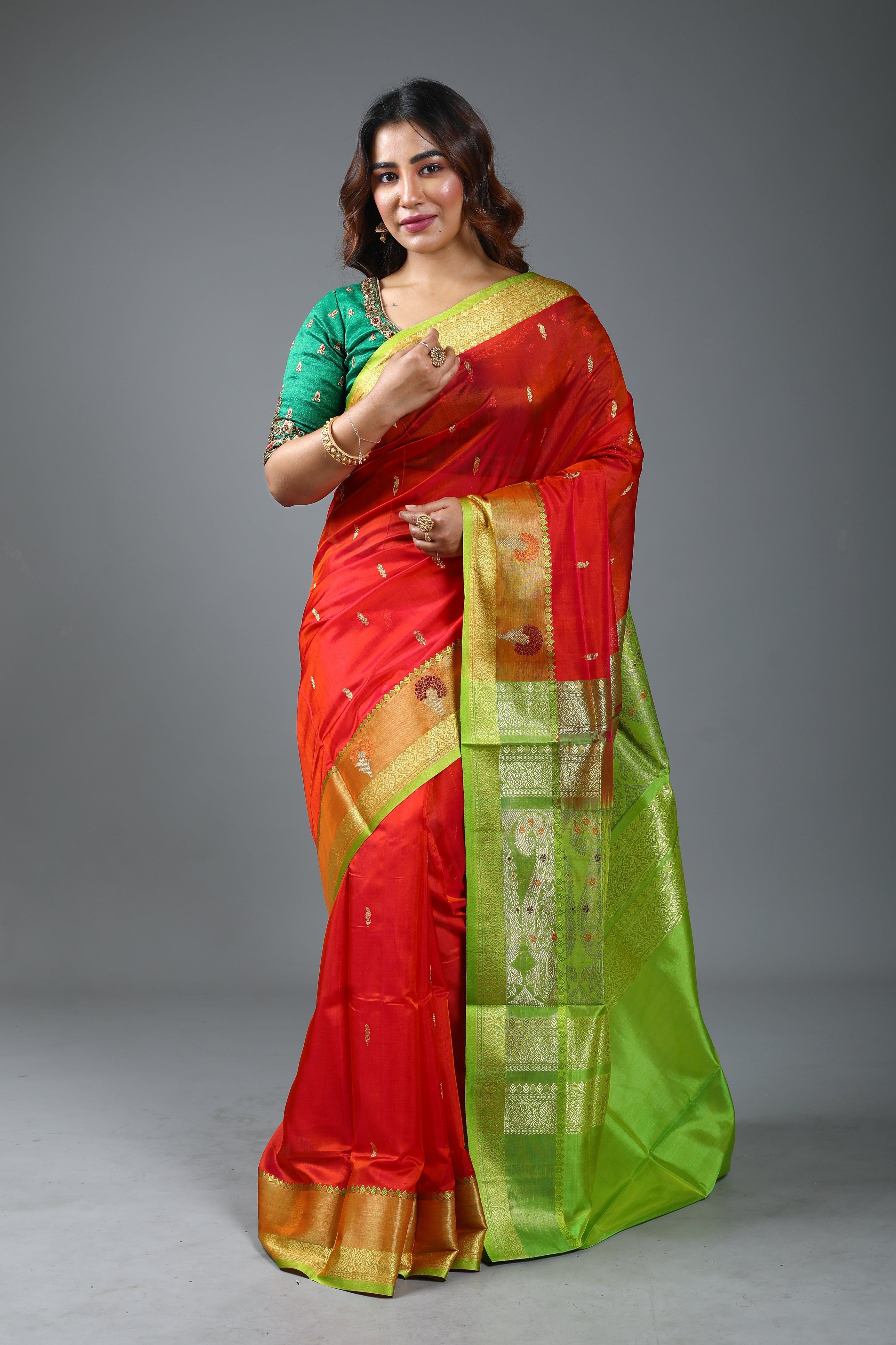 Red Blended Pattu Silk Saree