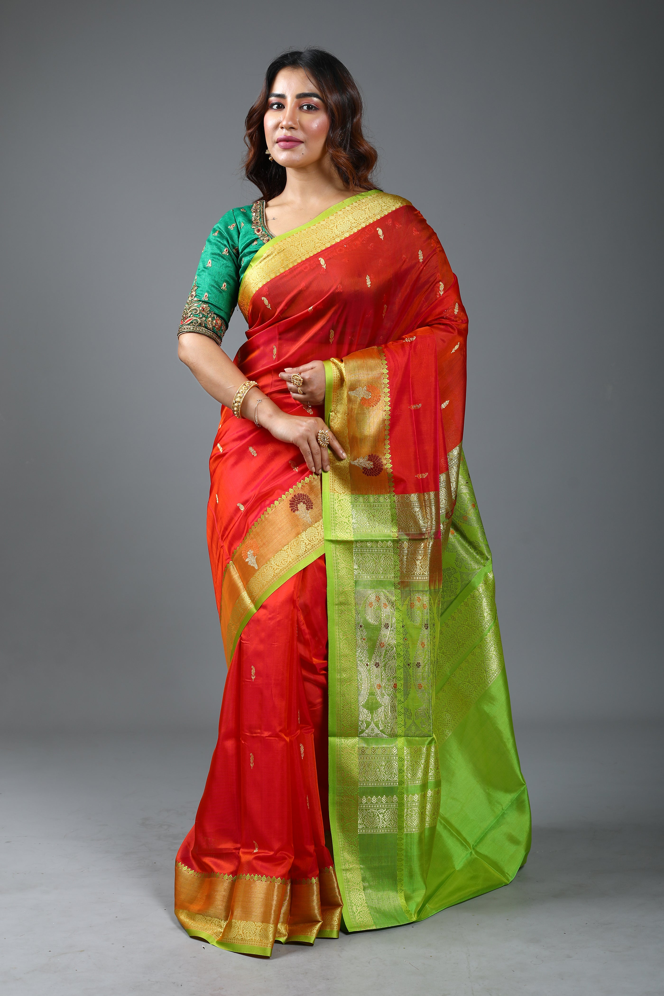 Red Blended Pattu Silk Saree