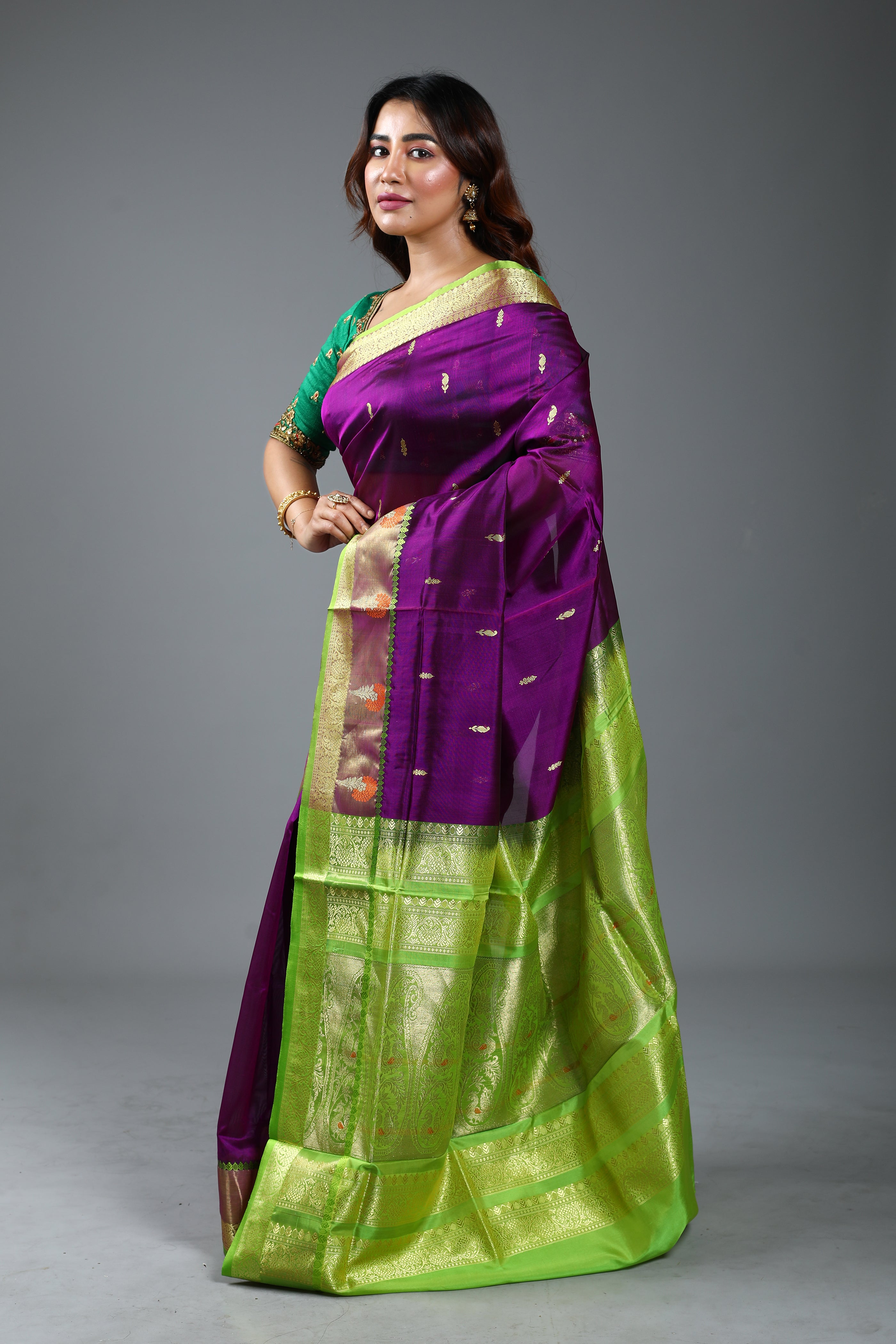 Violet Blended Pattu Silk Saree