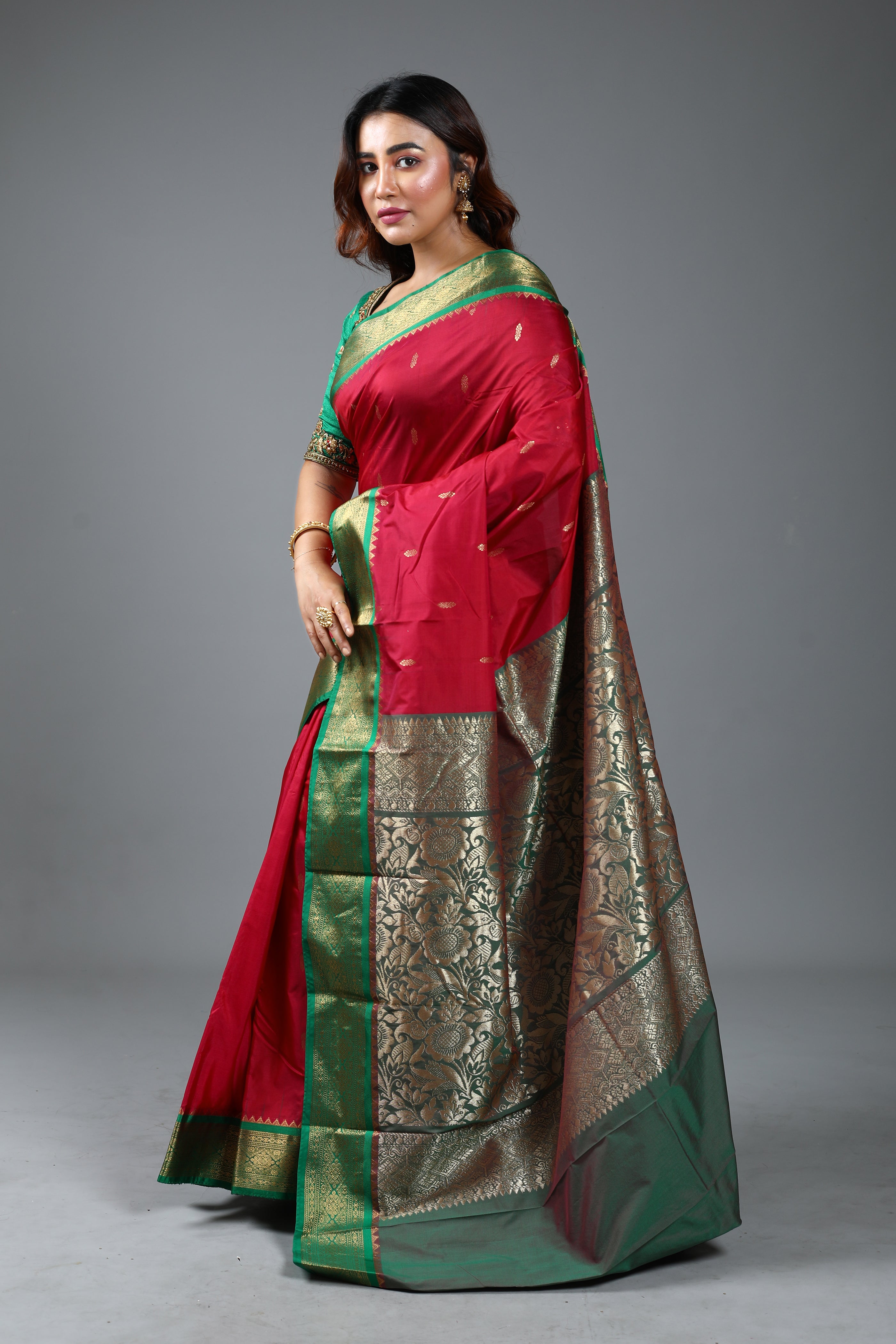 Maroon Blended Kanjivaram Silk Saree