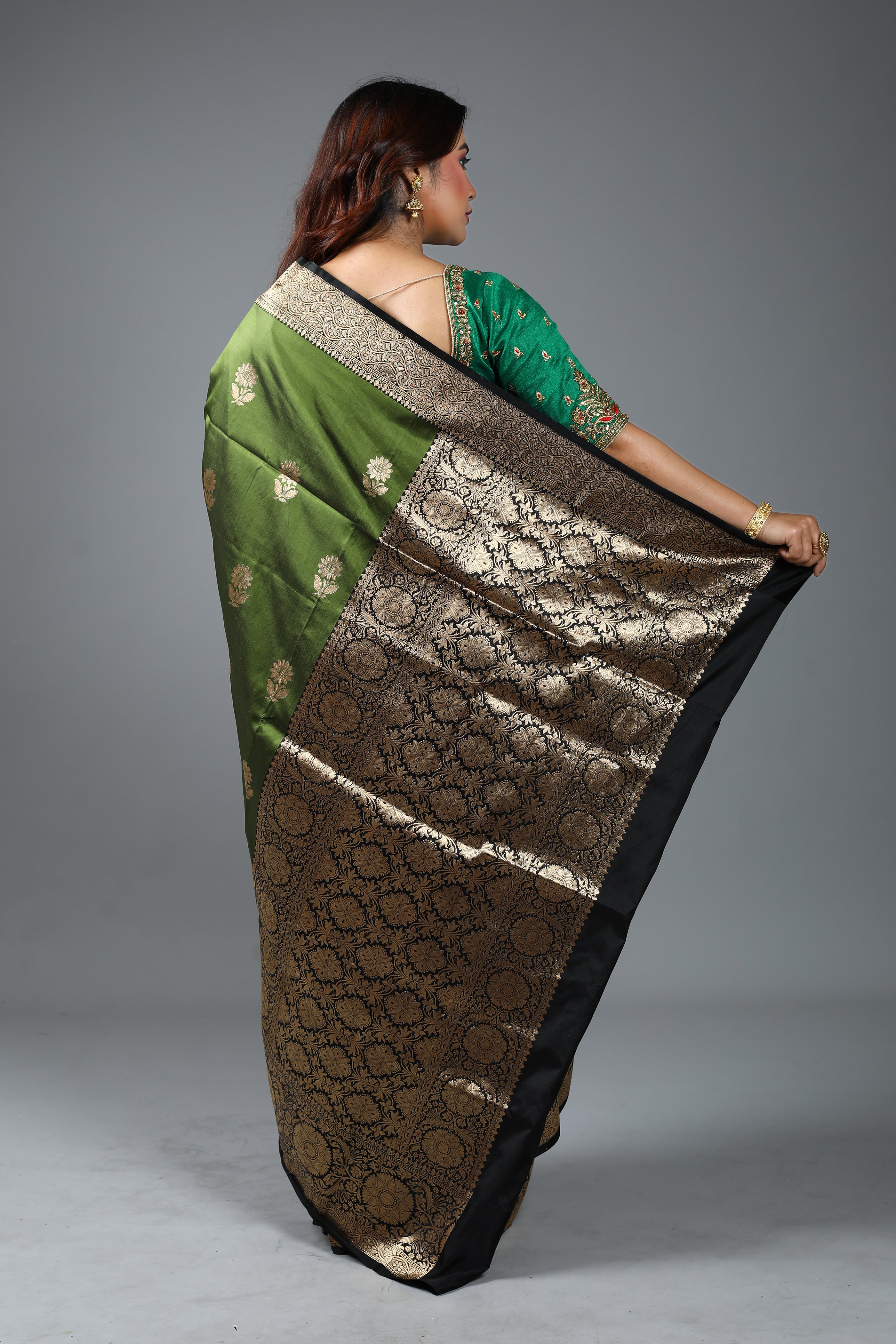 Olive Pure Katan Silk Saree