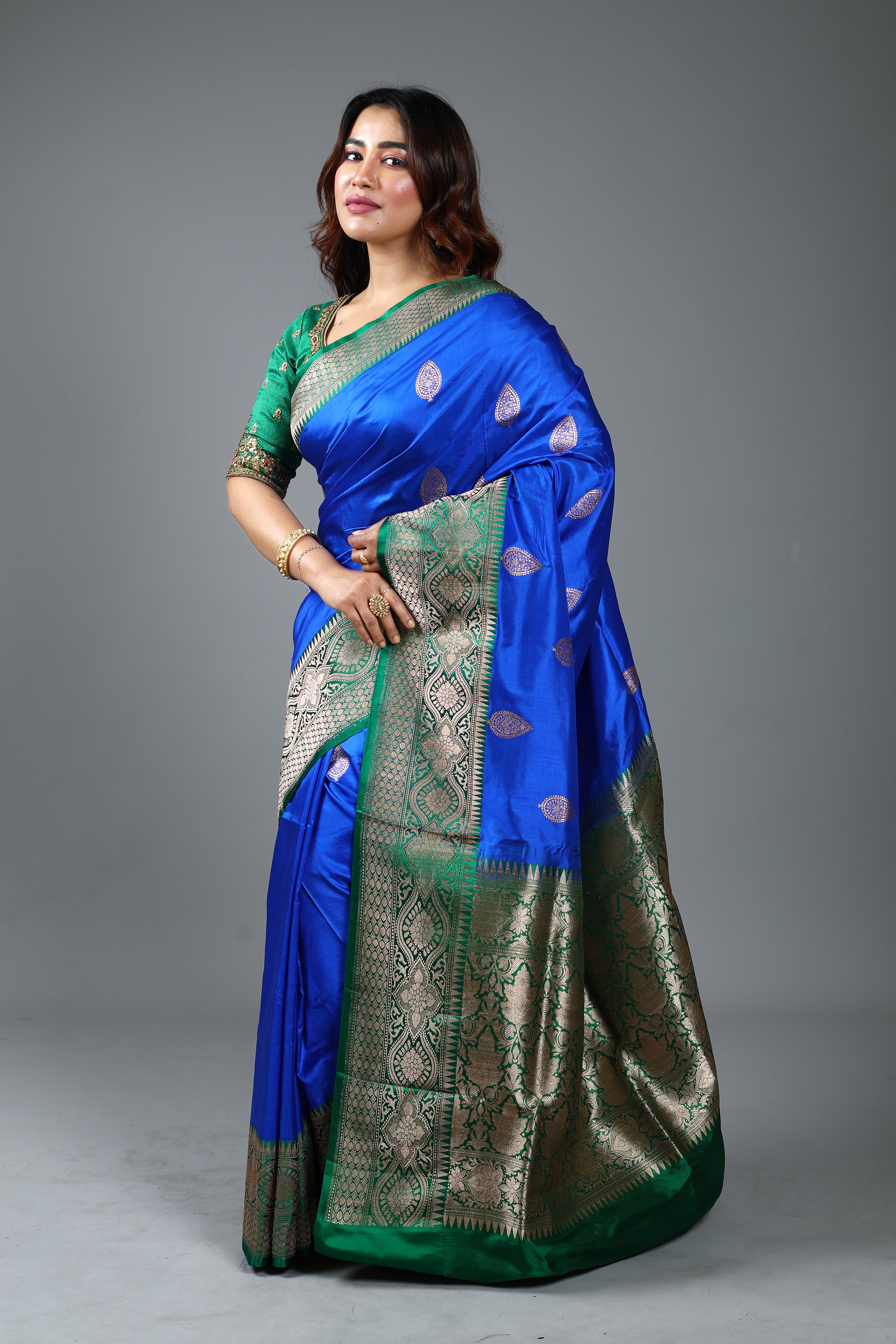 Royal Blue Pure Katan Silk Saree