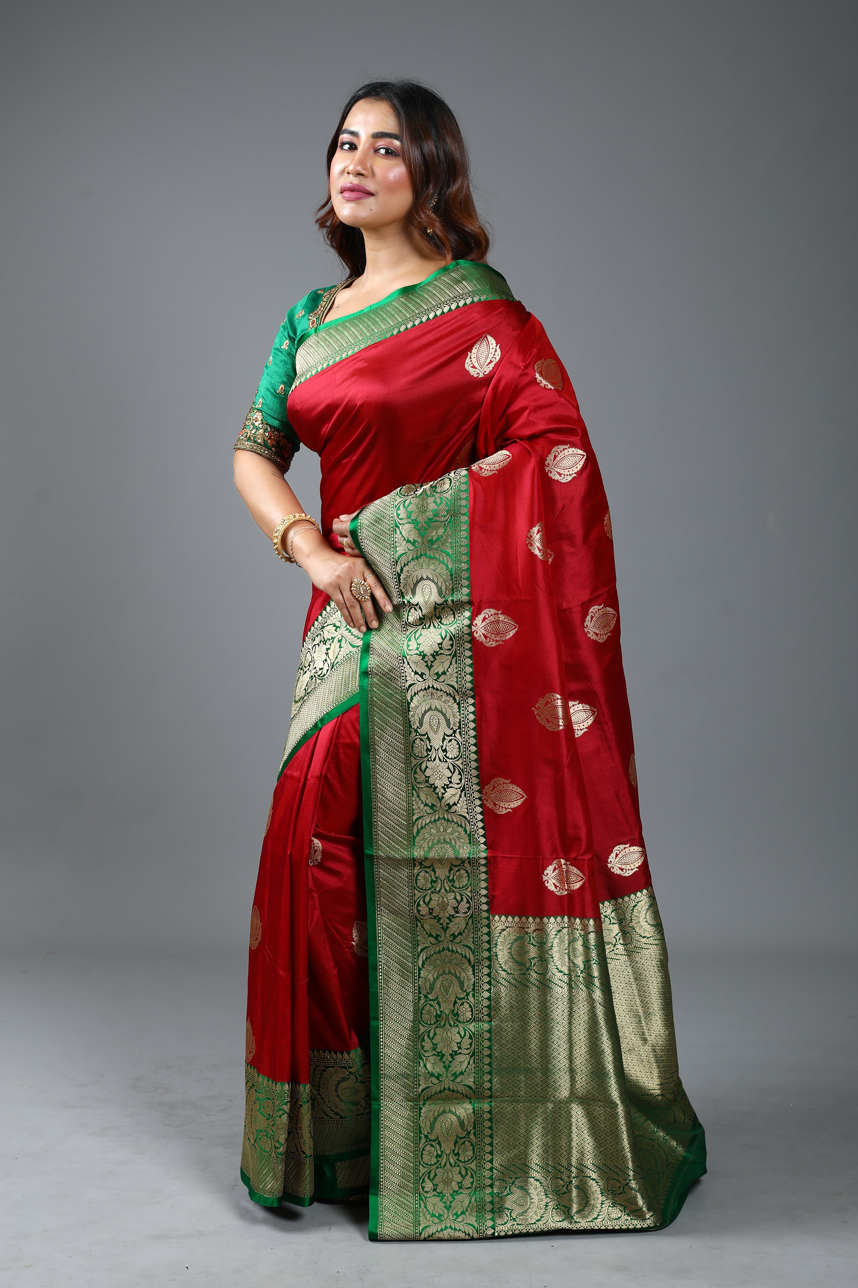 Maroon Pure Katan Silk Saree