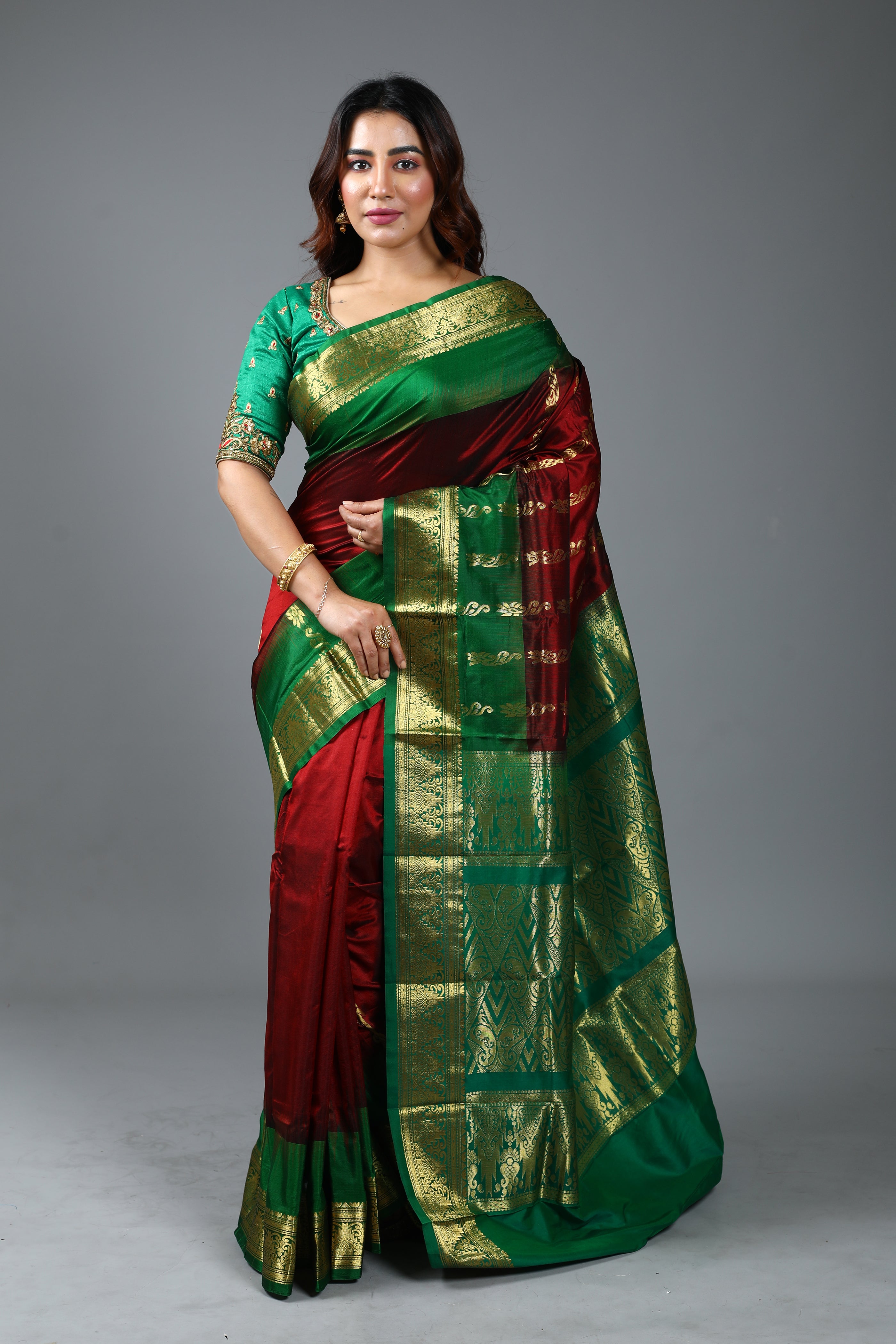 Pure Maroon Kanjivaram Silk Saree